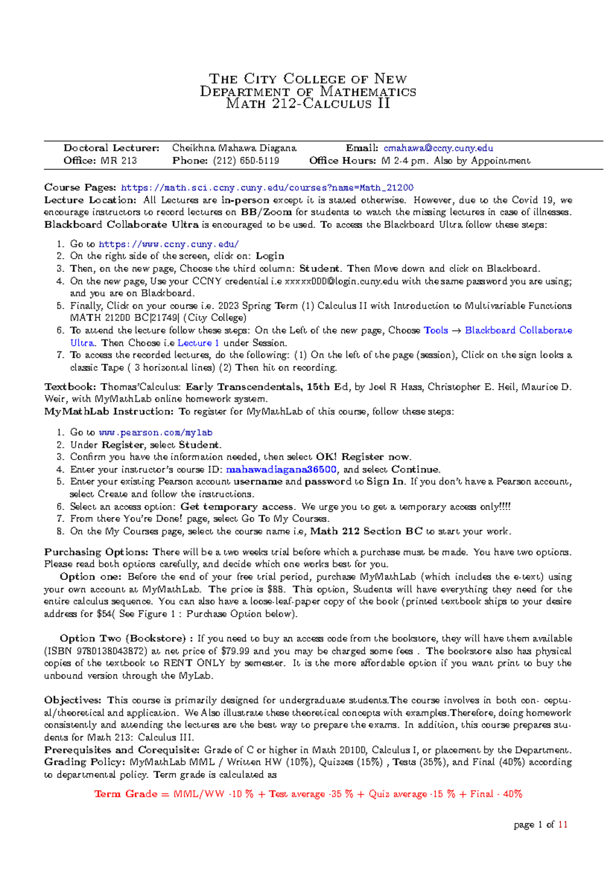 Math 212 - Calculus II Course Guide and Important Exam Dates - Studocu