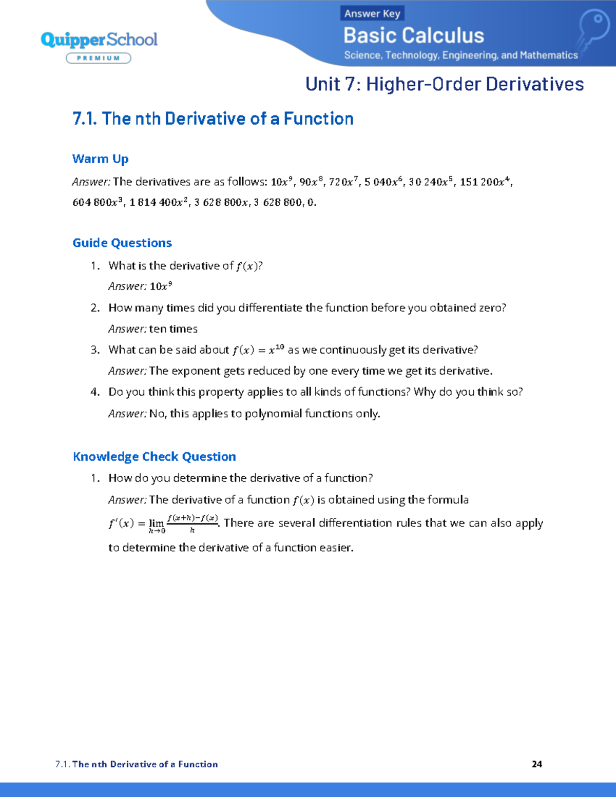 Calculus SY2023: Exploring the nth Derivative of Functions - Studocu