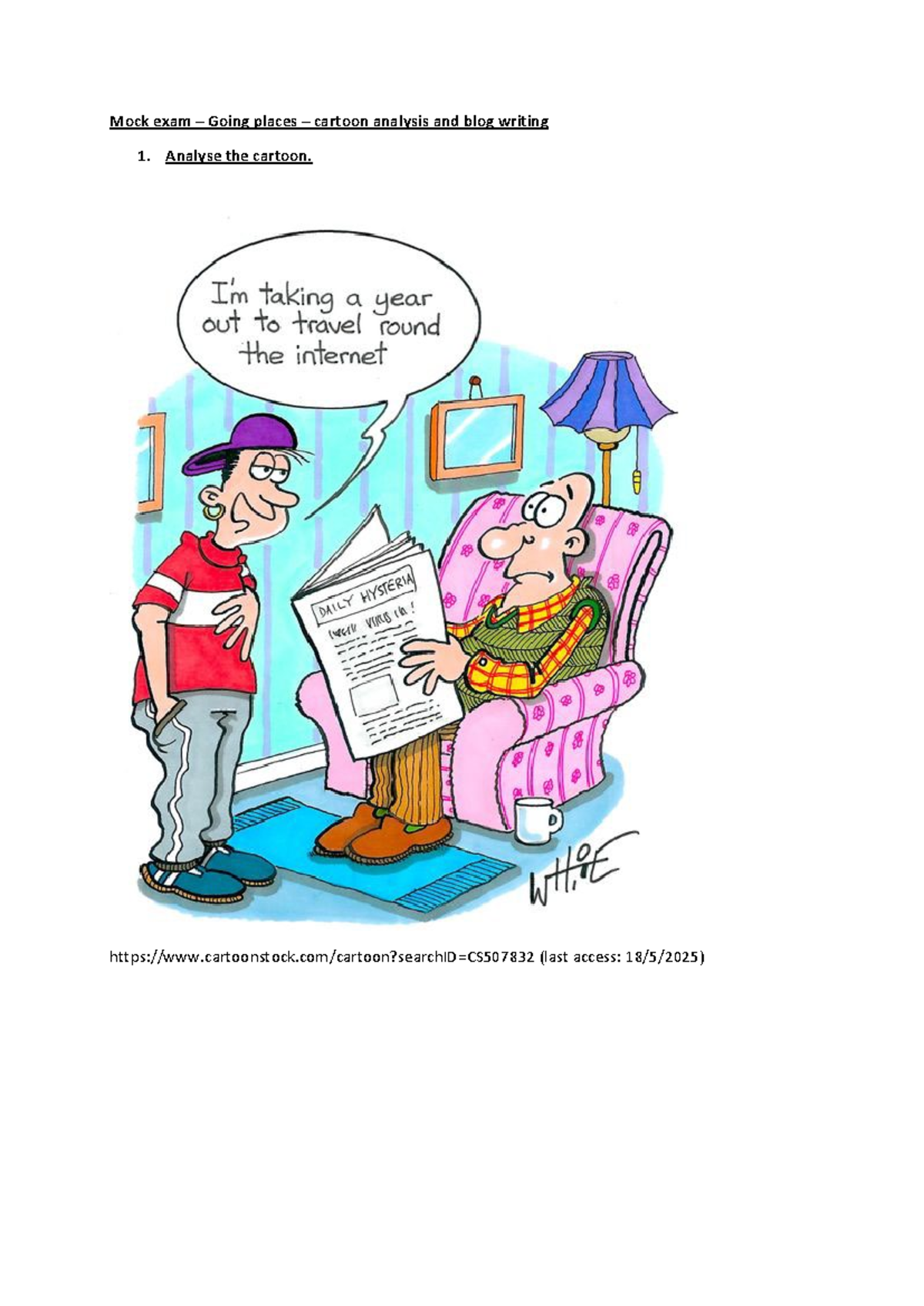 Mock Exam: Cartoon Analysis & Blog Writing (ENGL101) - Studocu