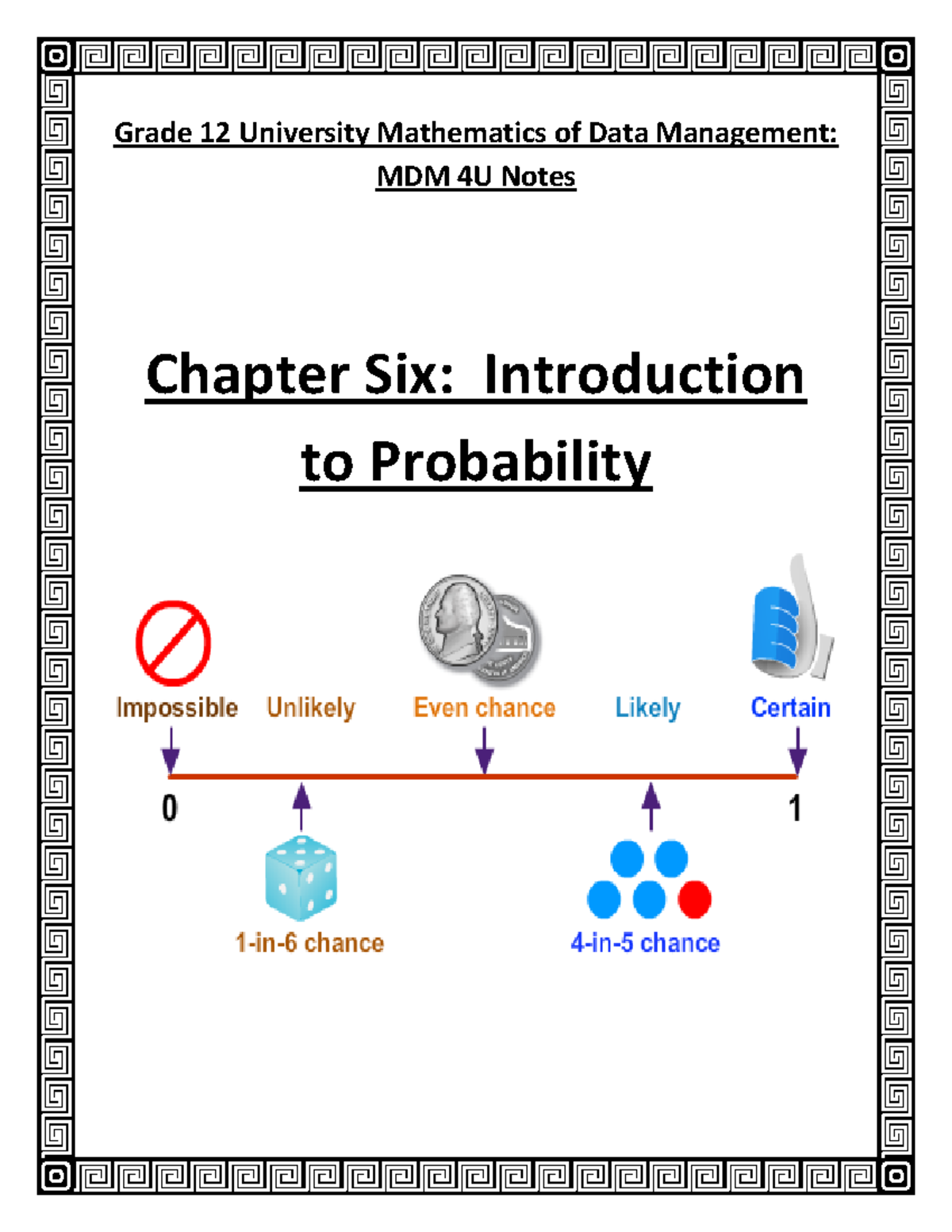 MDM4U1 Chapter 6 Notes: Introduction to Probability and Homework - Studocu