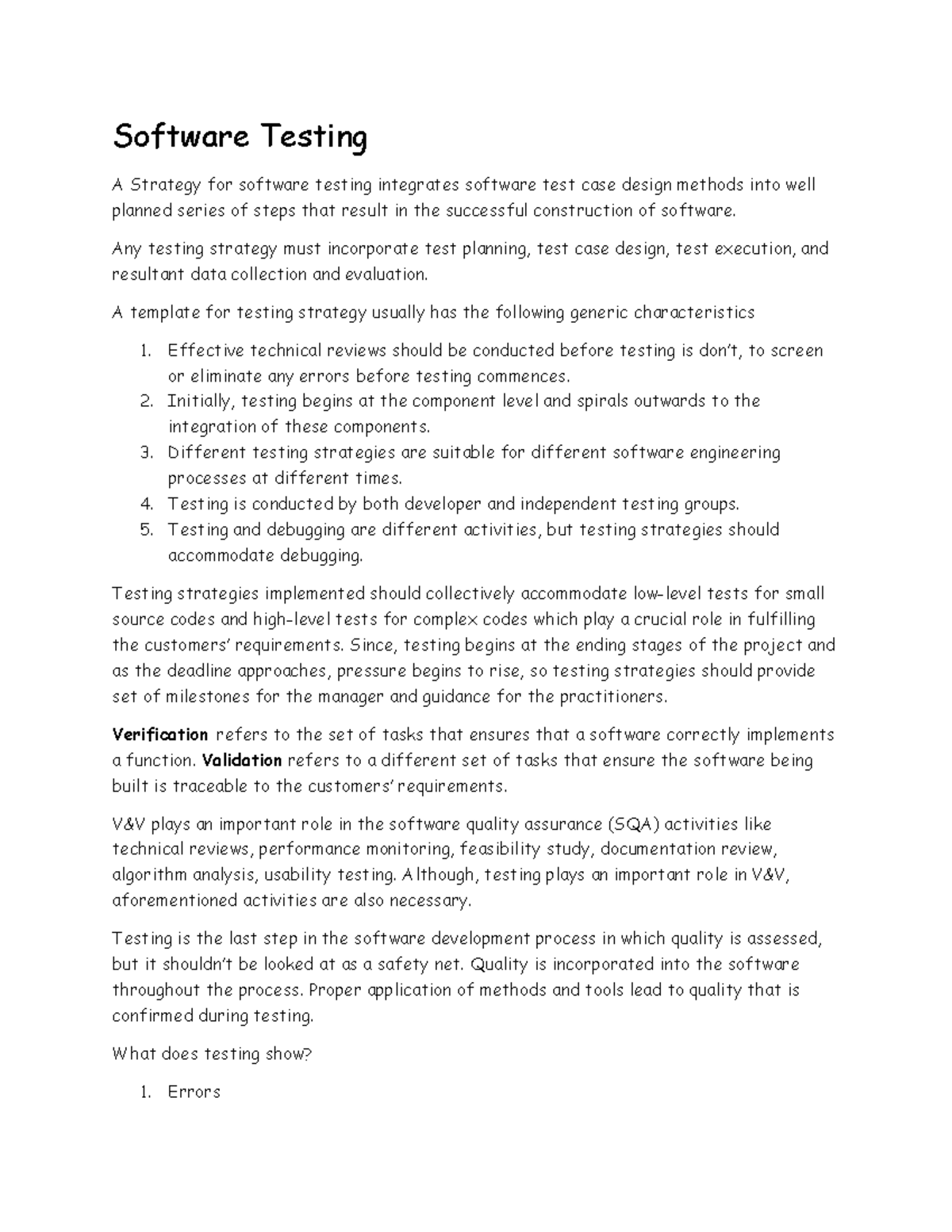 Testing SE - None - Software Testing A Strategy for software testing ...
