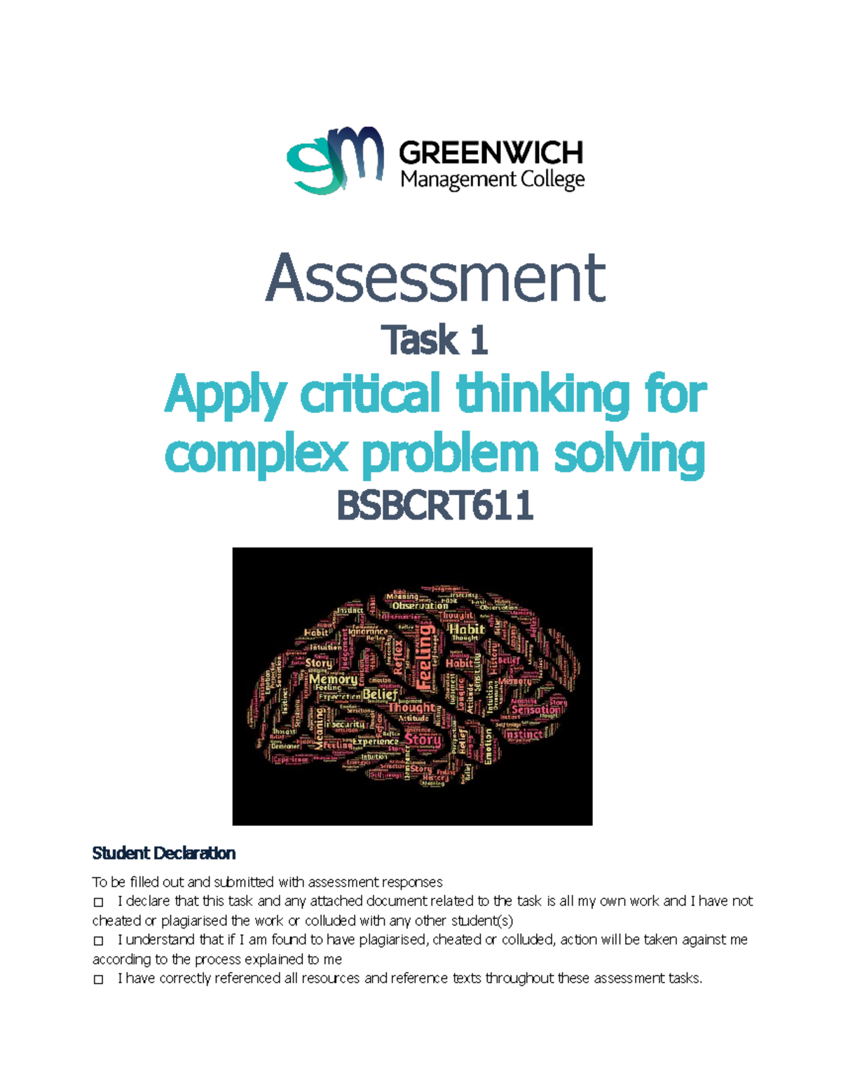 BSBCRT 611 - Assessment Task 1: Critical Thinking for Problem Solving ...