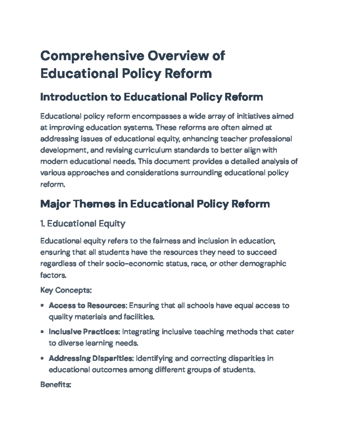 Comprehensive Overview of Educational Policy Reform Strategies ...