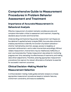 Comprehensive Measurement Procedures in ABA: A Systematic Guide - Studocu