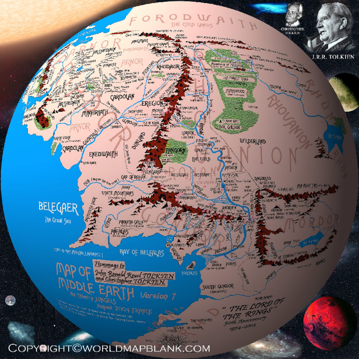 World map middle earth labeled - OR O D w F THE COLD LANDS AITH ...
