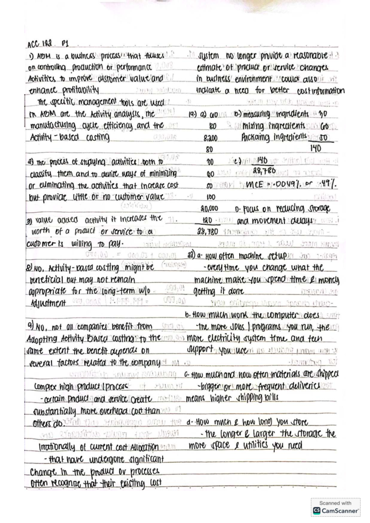 ACC 122 - Activity-Based Management (ABM) Costing Notes - Studocu