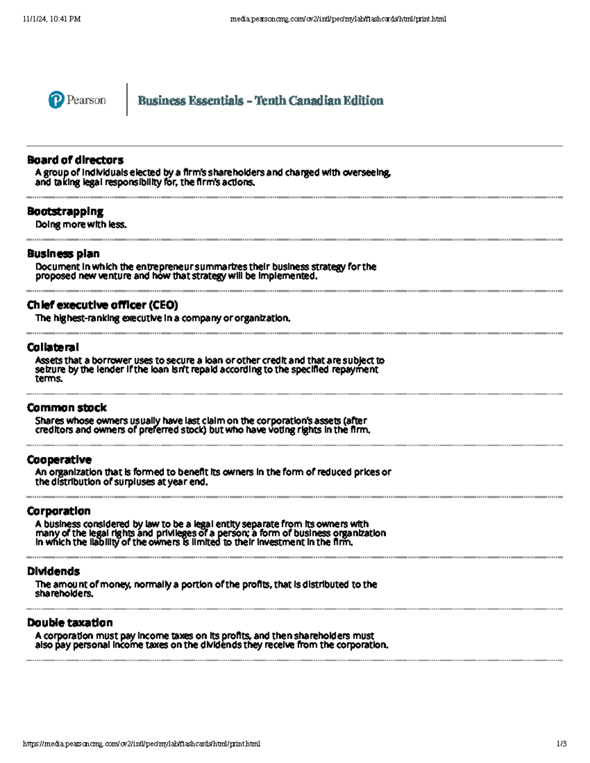 Business Essentials (BUSN 101) - Key Terms and Concepts in Chapter 5 ...