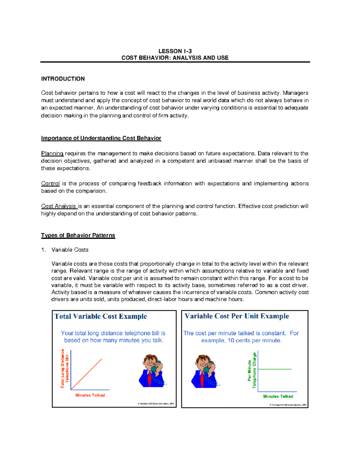525813110 Cost Behavior Analysis and Use 2 - LESSON 1 - 3 COST BEHAVIOR ...