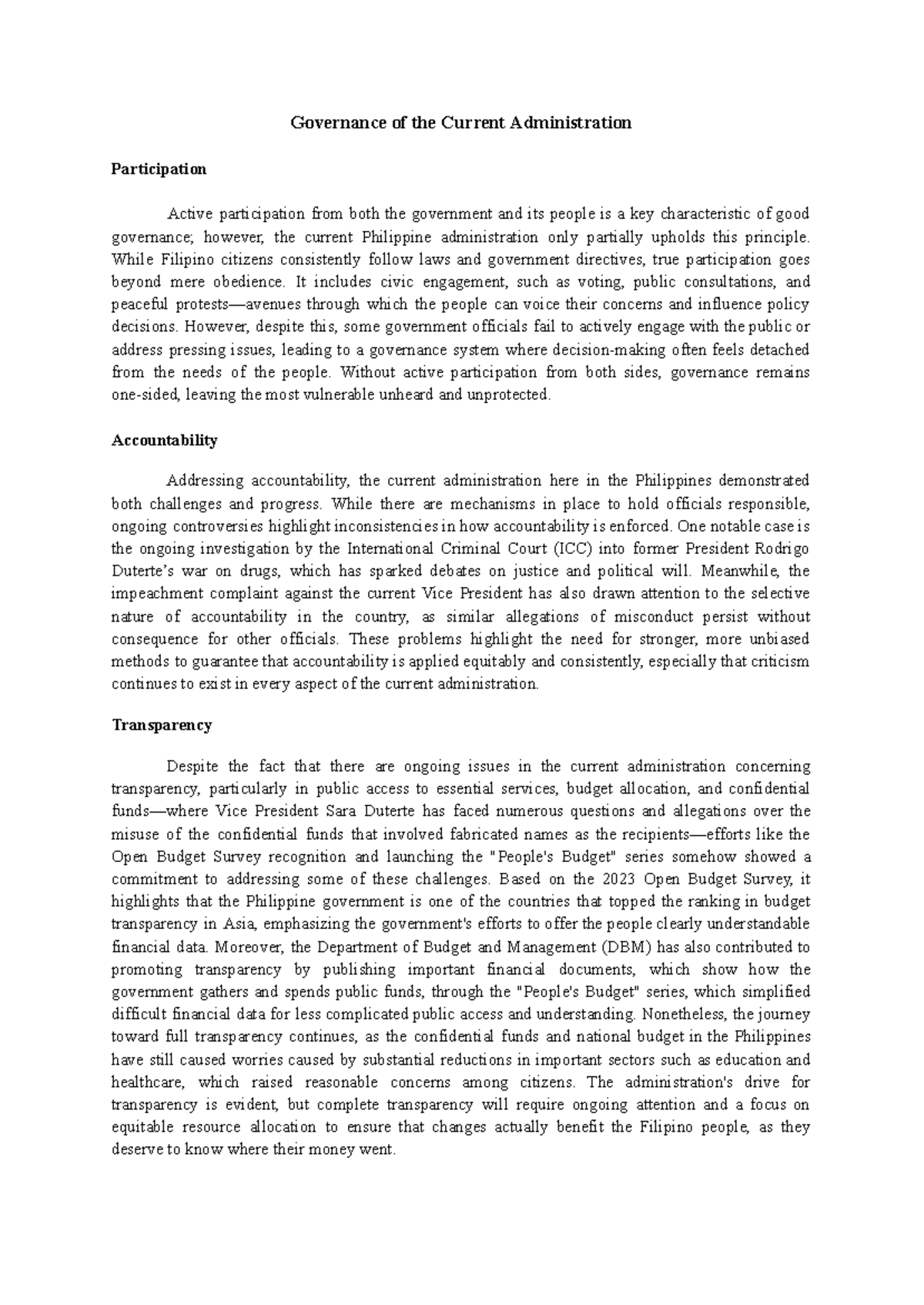 Governance Challenges in the Philippines: A Critical Analysis (POL 101 ...