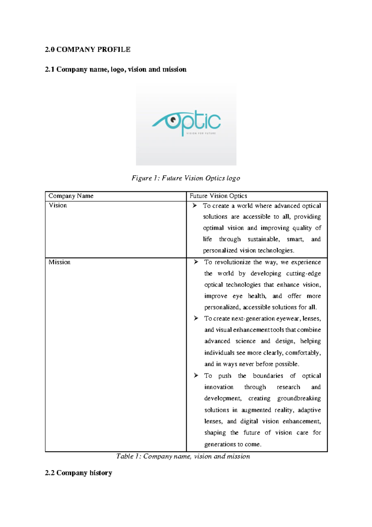 Draft Business Plan for Future Vision Optics (Group 3) - Studocu