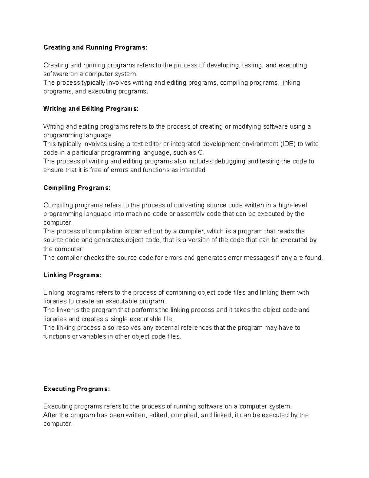 CS 159 Chapter 1 Lecture Notes: Program Creation & Development - Studocu