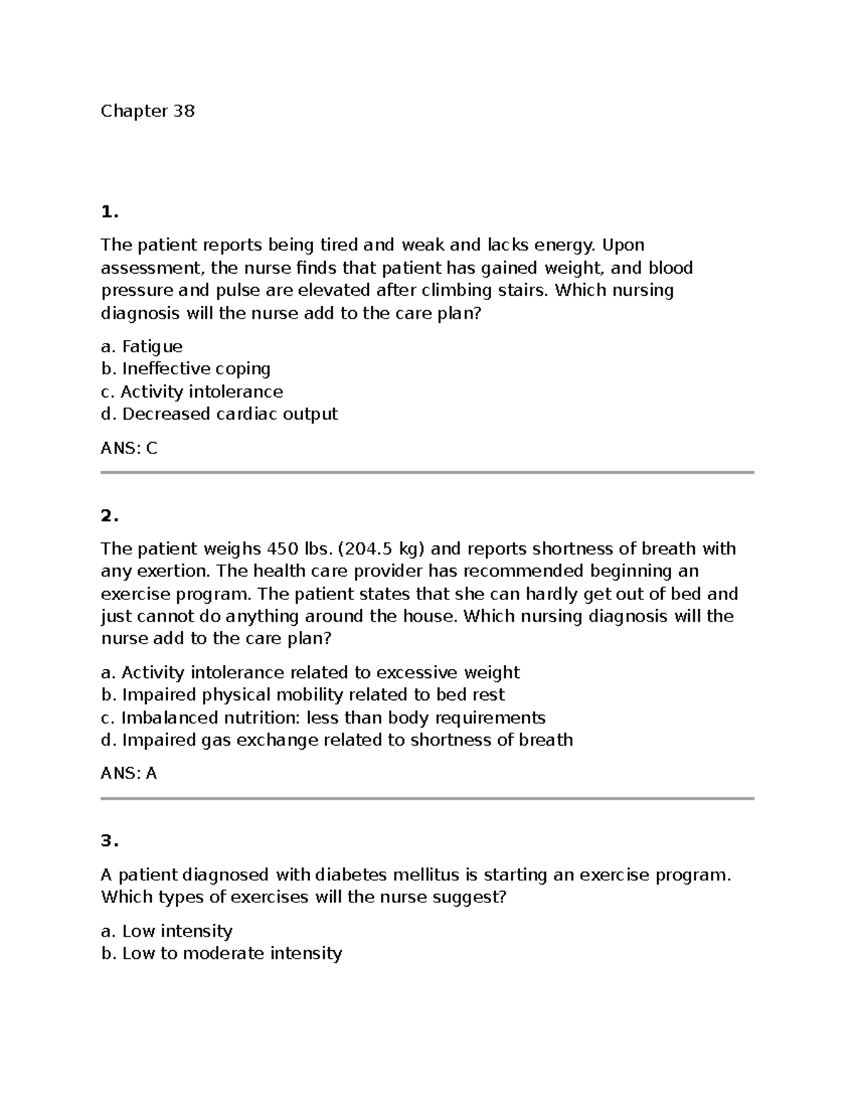 Exam 4 TB Review: Nursing Diagnoses and Patient Care Strategies - Studocu