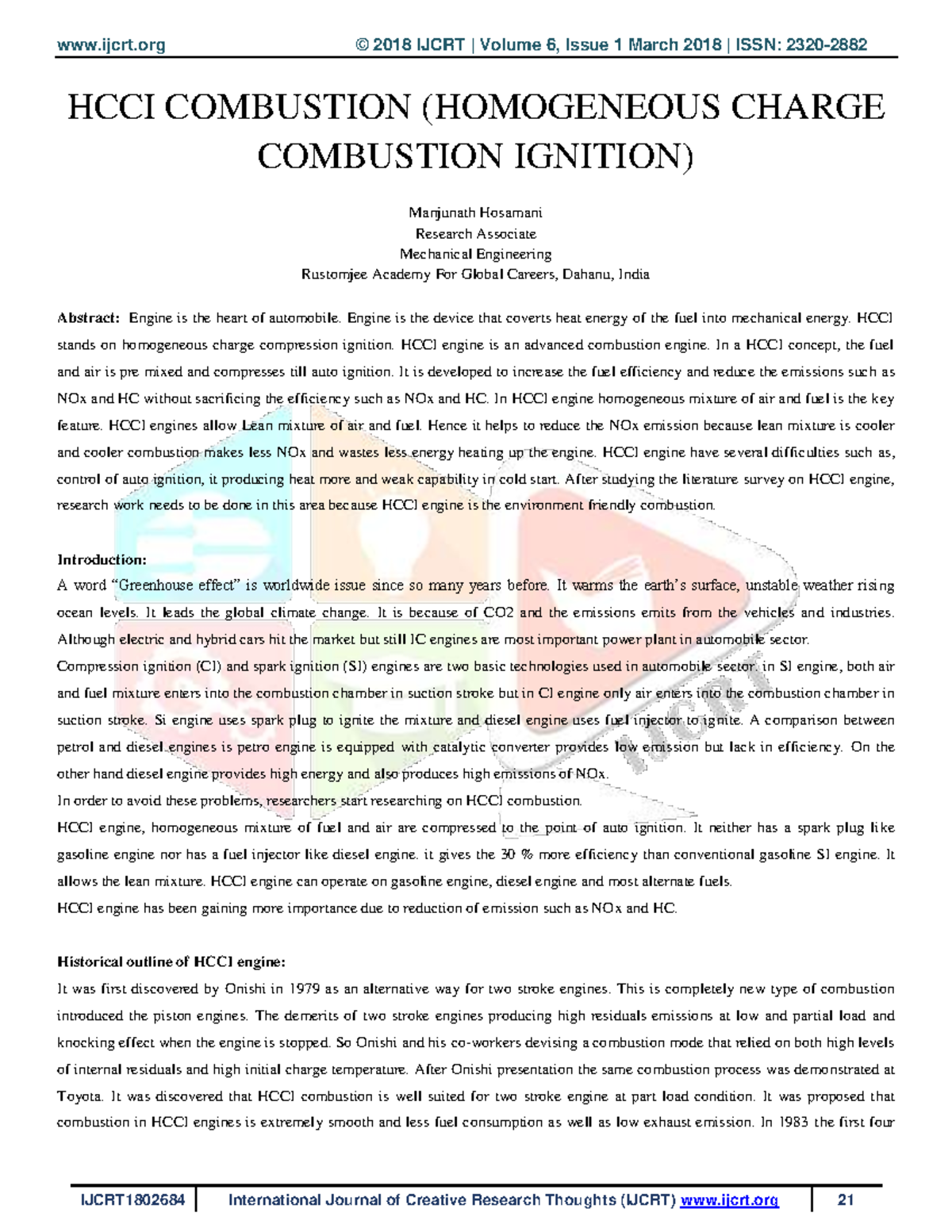 HCCI Combustion: A Comprehensive Study on Efficiency & Emissions (ME ...