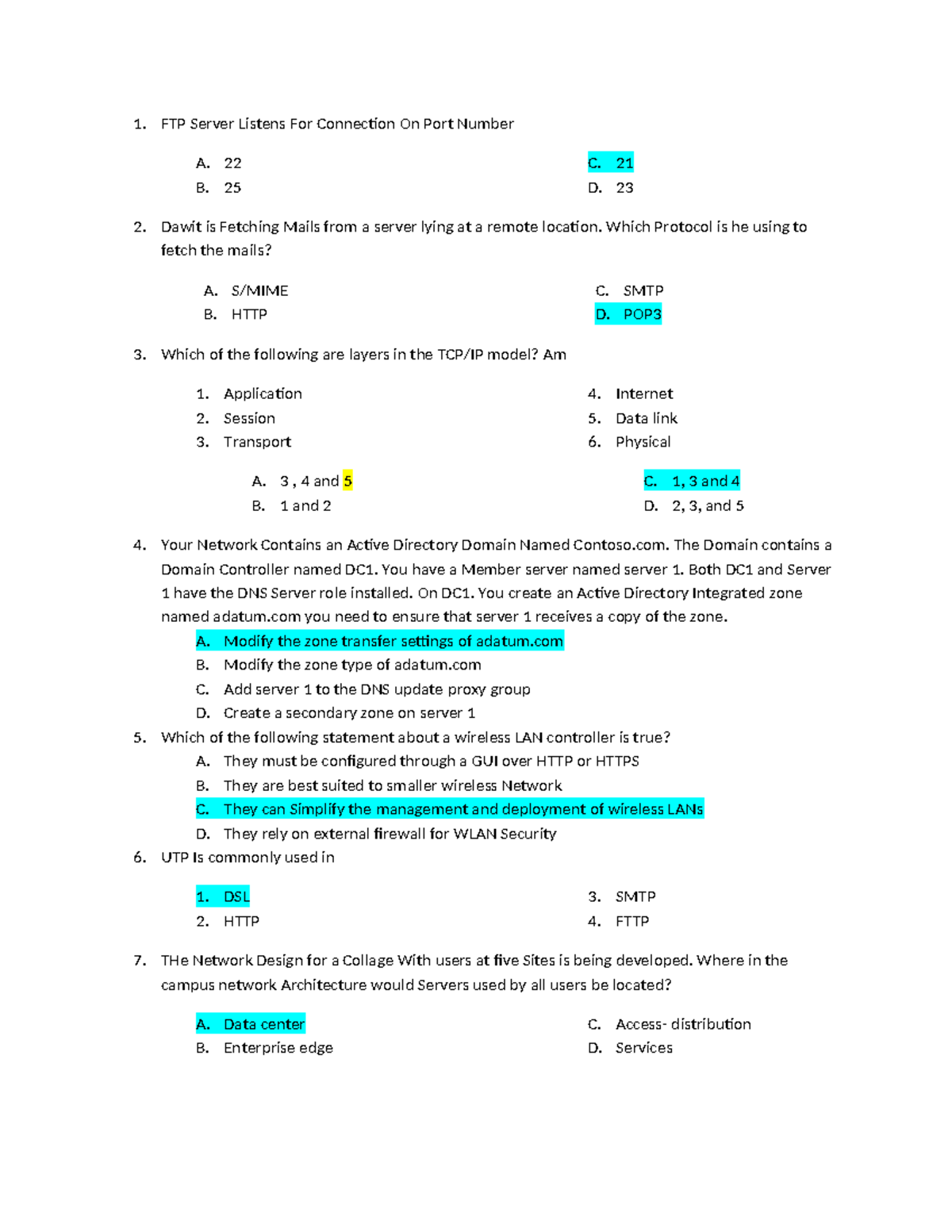 Networking Protocols and Concepts - Study Guide for Course 1 - Studocu