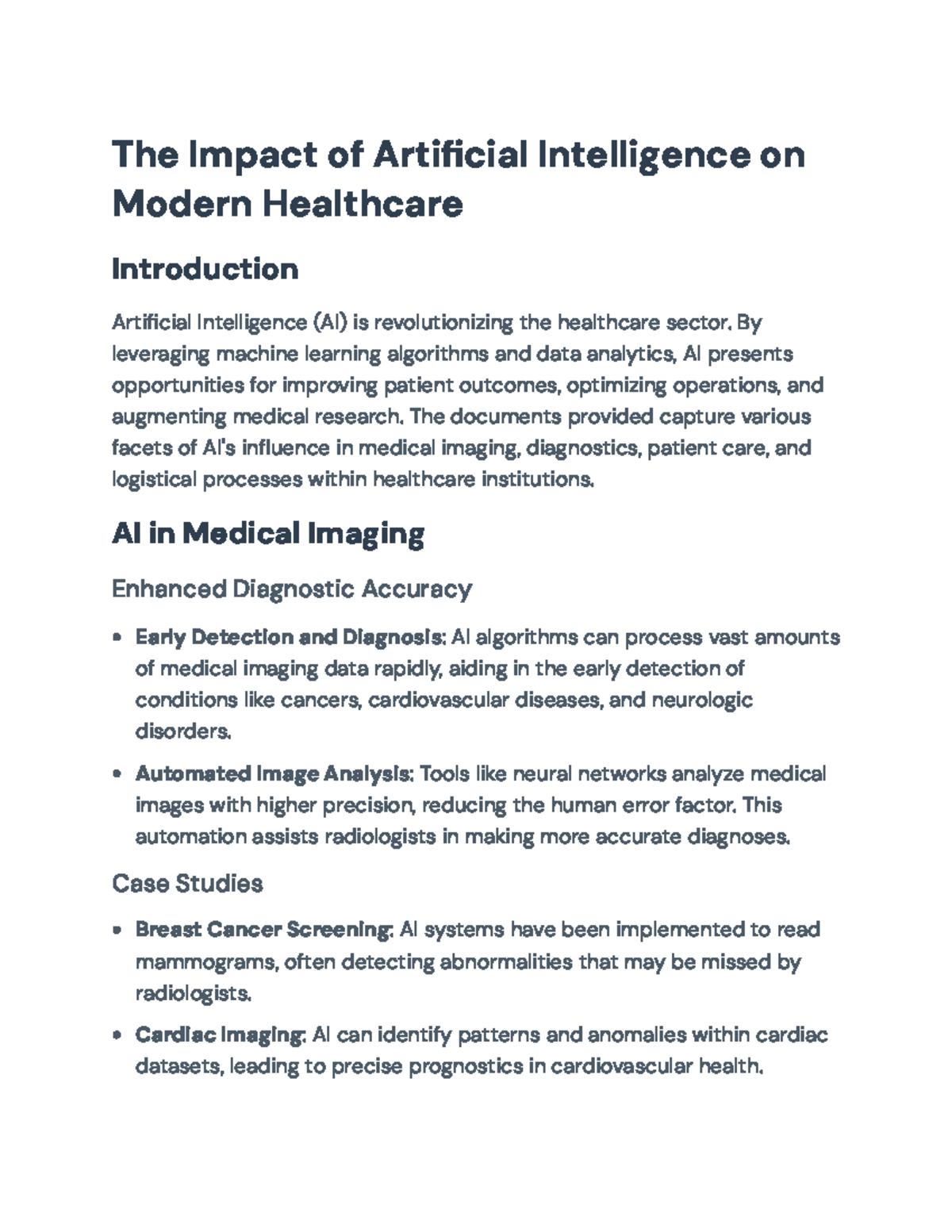 The Impact of AI on Modern Healthcare: Insights and Innovations - The ...