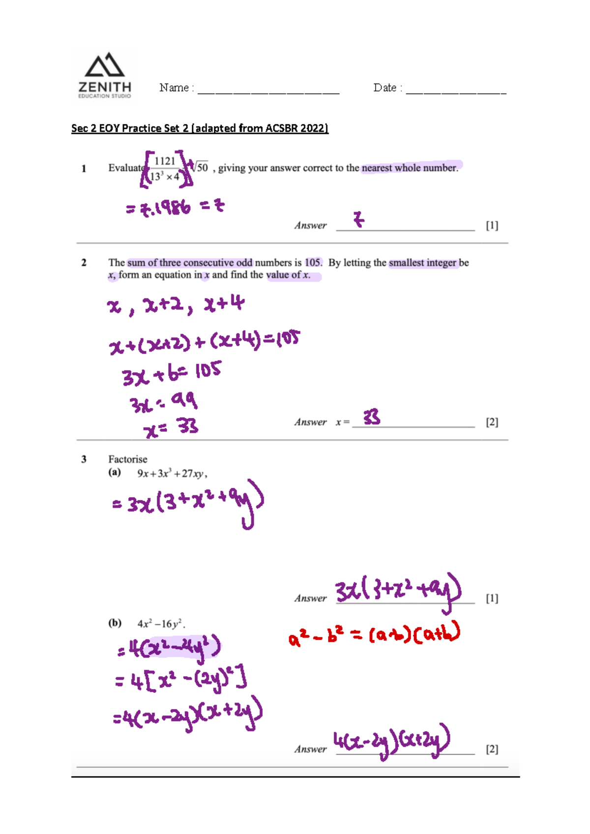 [EOY] Practice Set 2 (Adapted from ACSBR 2022) - Studocu