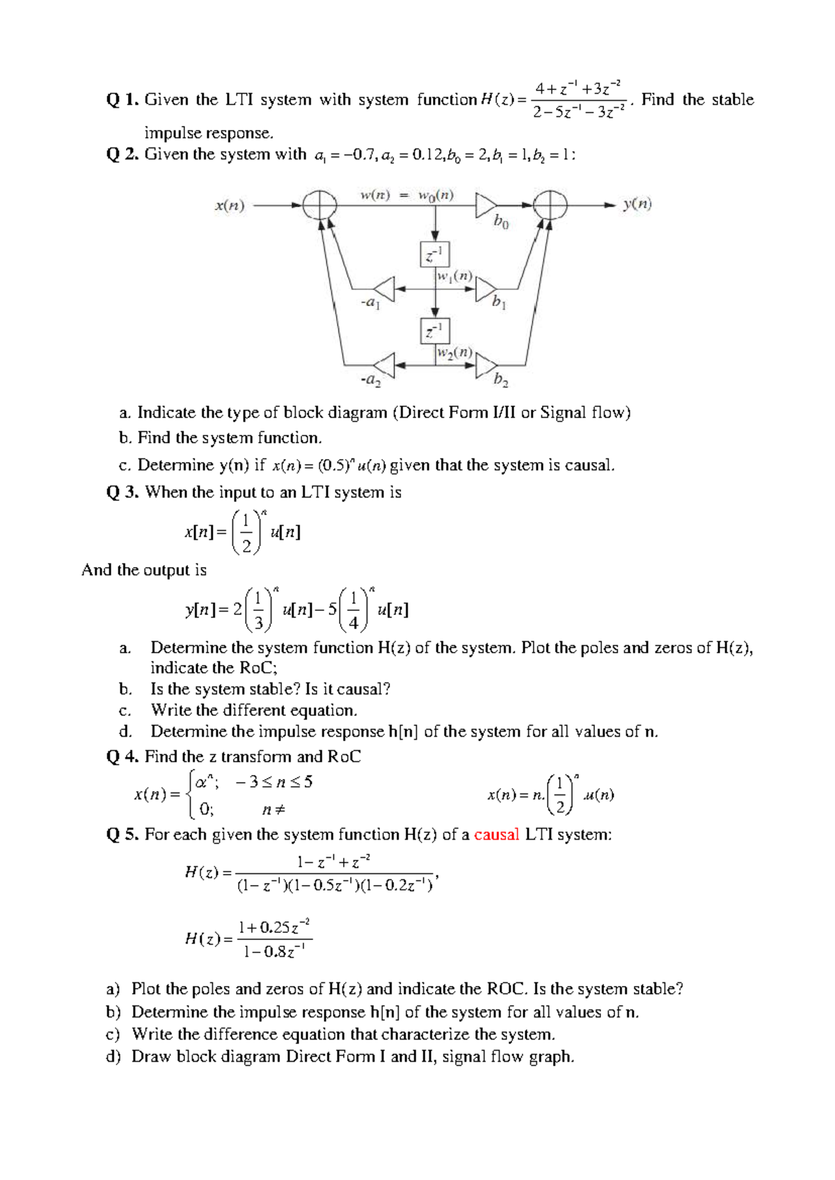 HW Chapter 4-5: LTI System Analysis and Impulse Response - Studocu