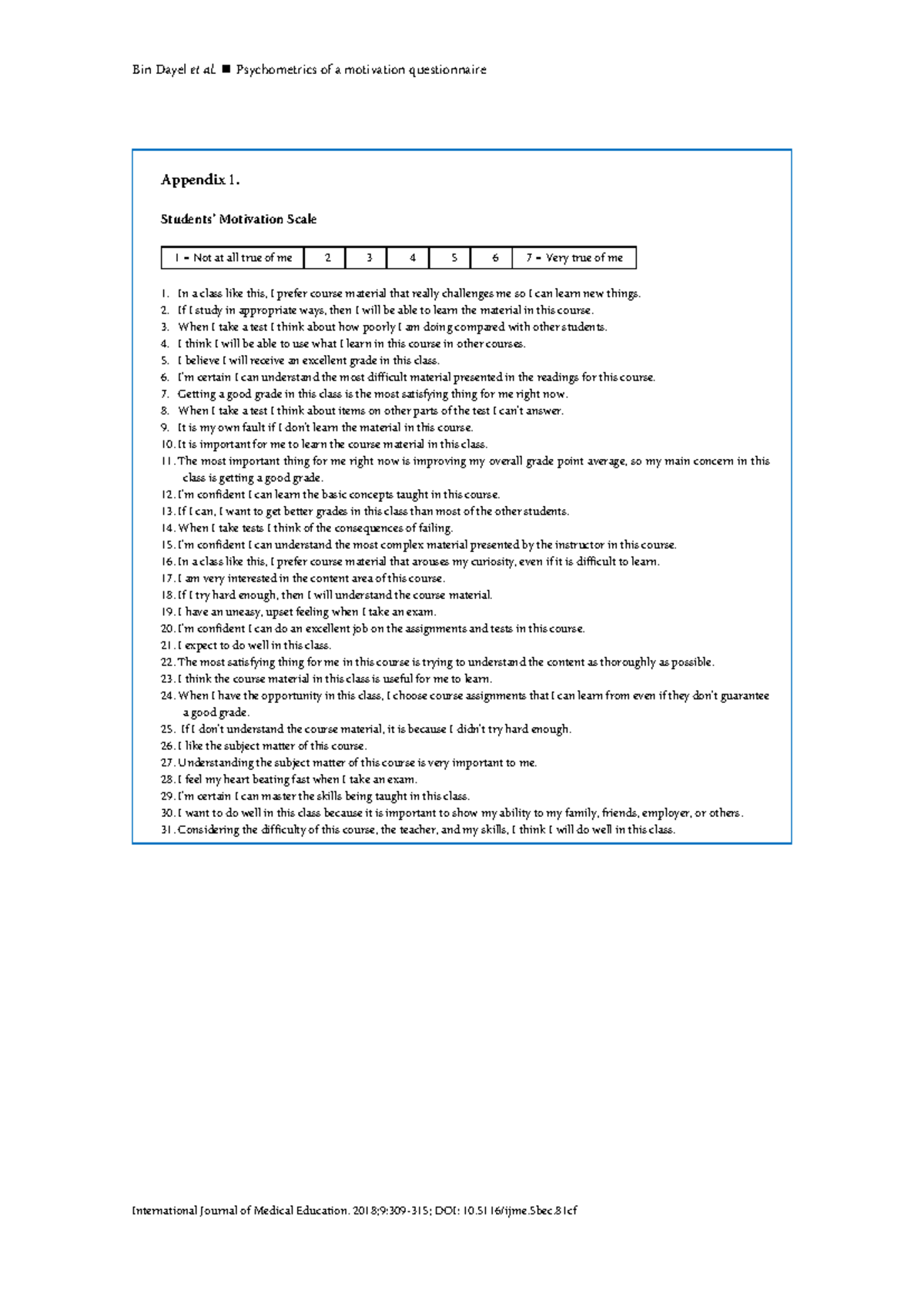 S12345616282 Students’ Motivation Questionnaire Scale Analysis - Studocu
