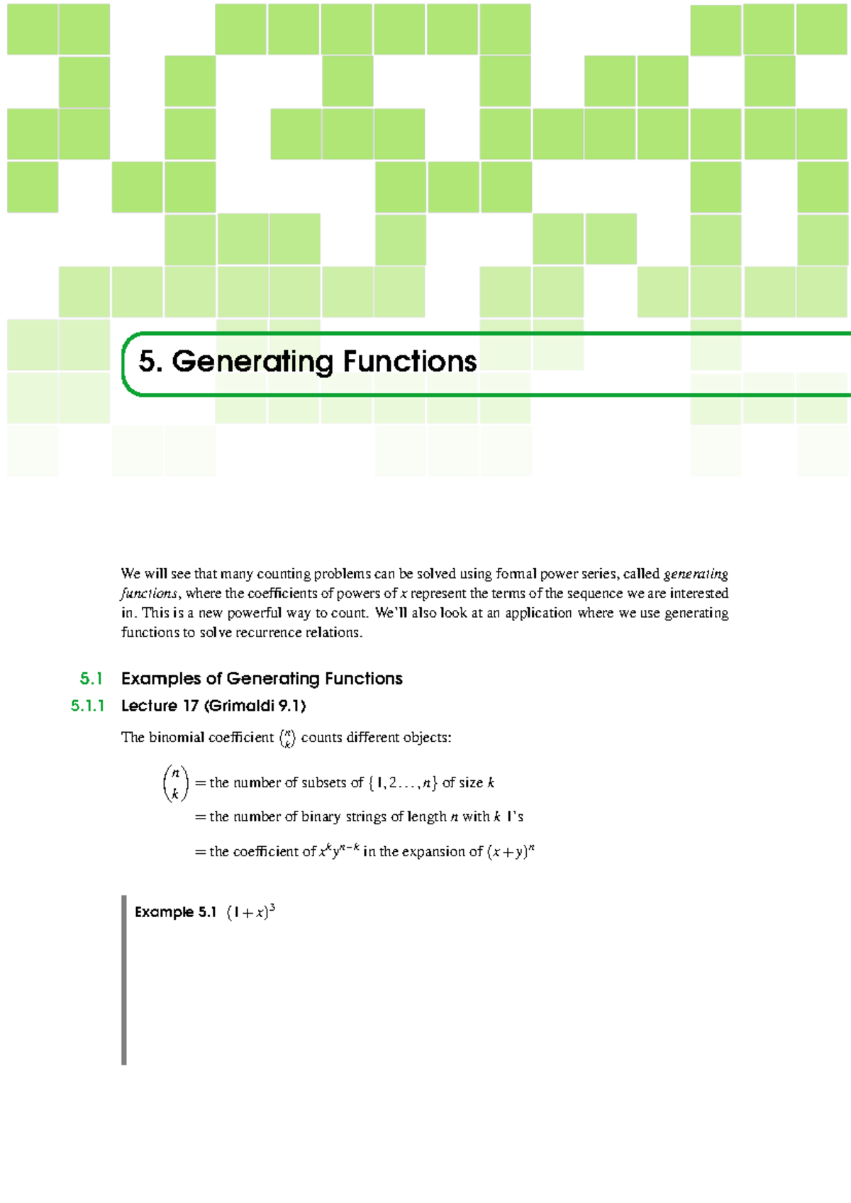 Lecture 17: Generating Functions and Applications - Studocu
