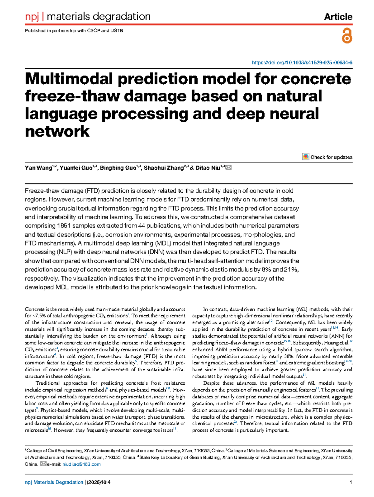 Multimodal Deep Learning for Concrete Damage Prediction (S41529 025 ...