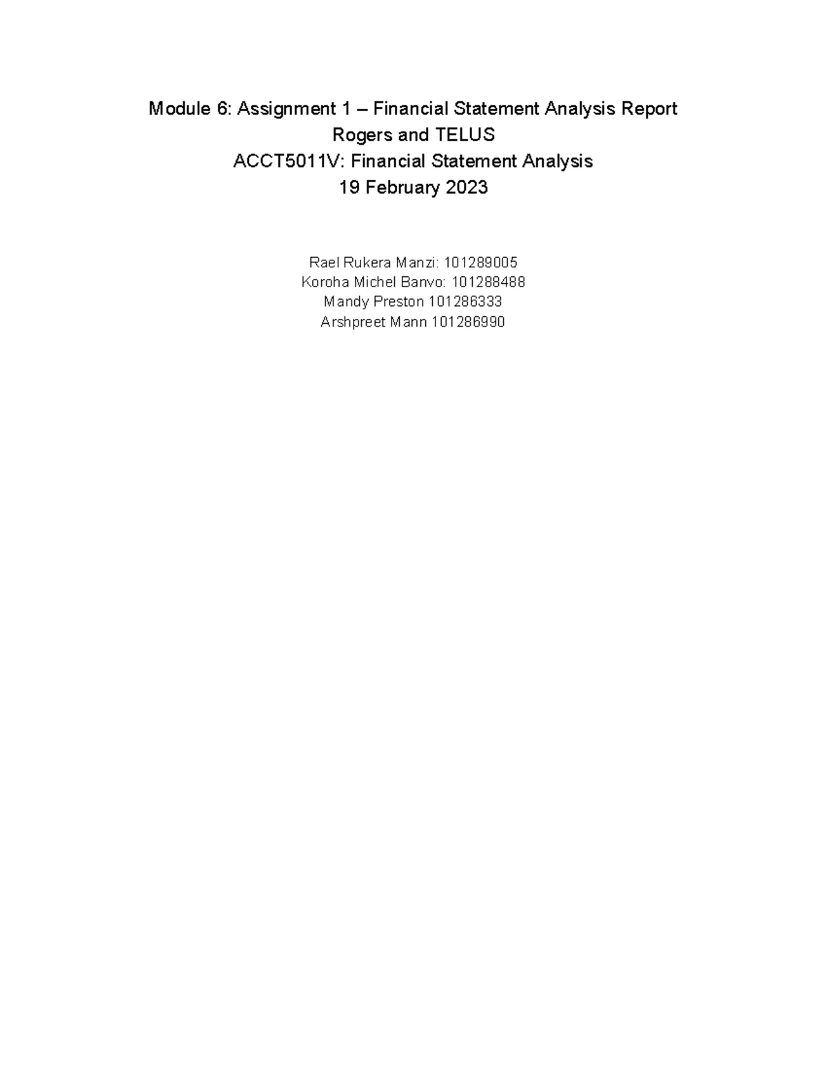 ACCT5011V Financial Statement Analysis Module Summaries and Insights ...