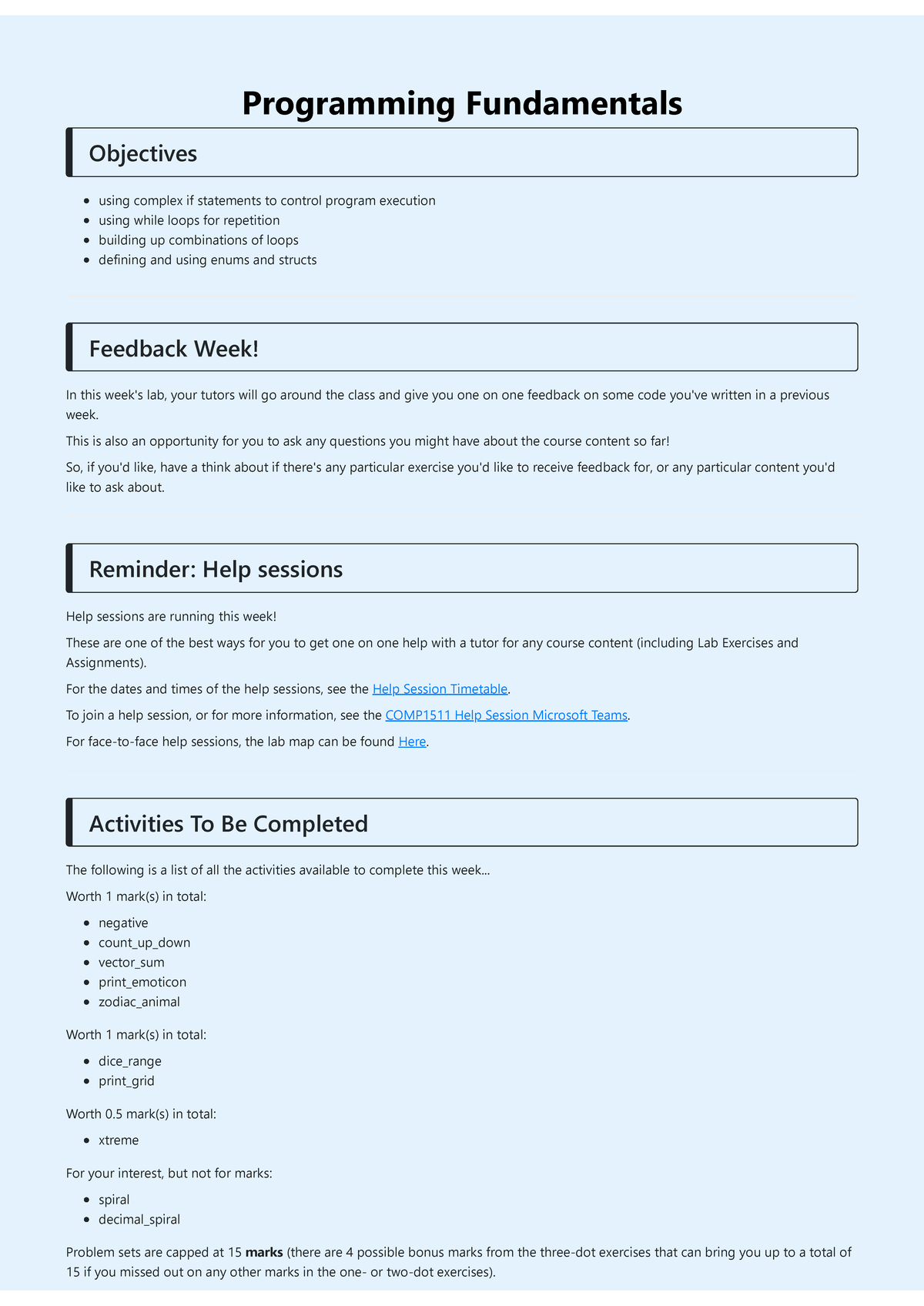Comp1511 - 23T1 - Week 03 - Laboratory Sample Solutions - Programming ...