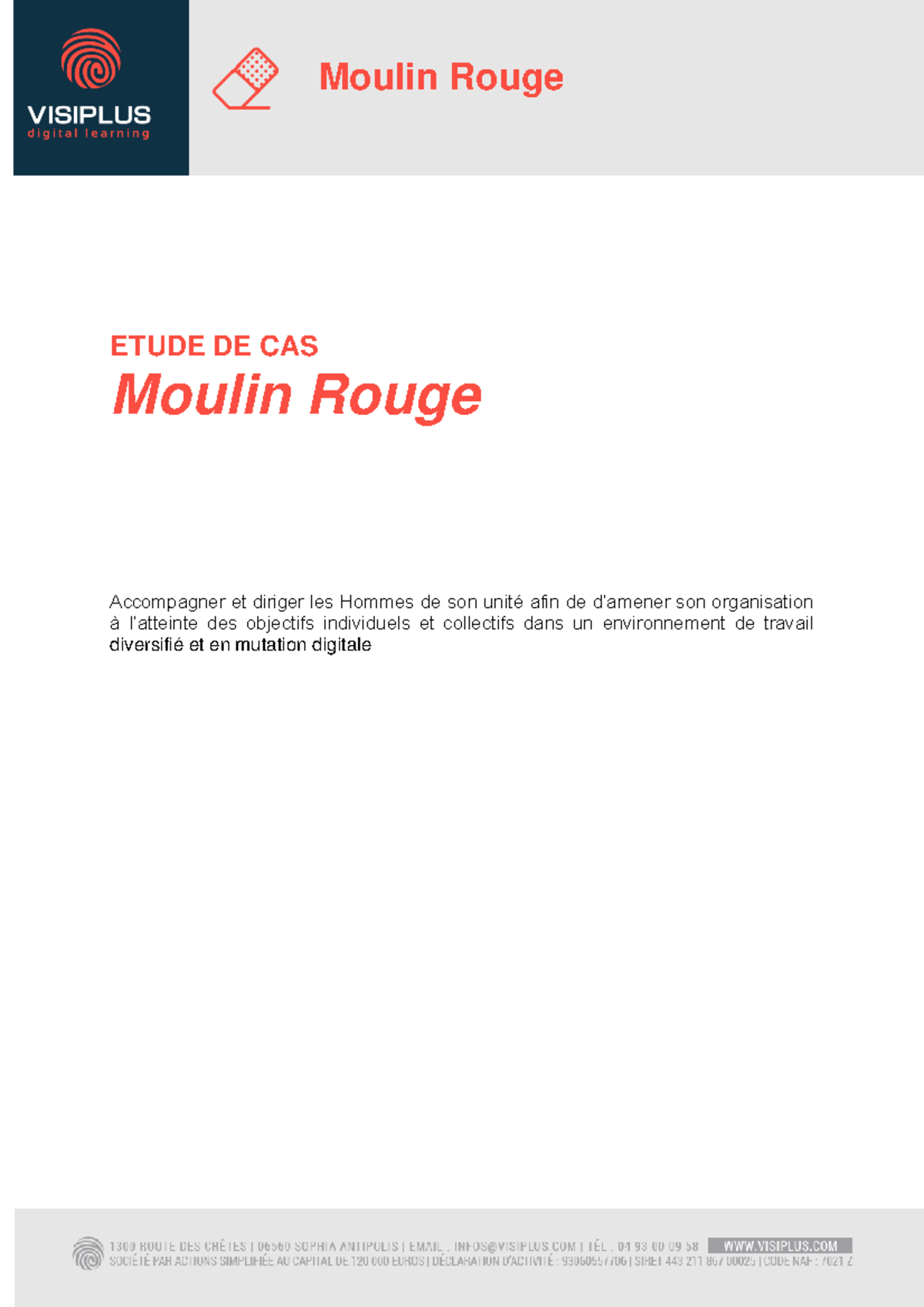 Etude de Cas 2023 : Stratégies et Défis du Moulin Rouge - Studocu