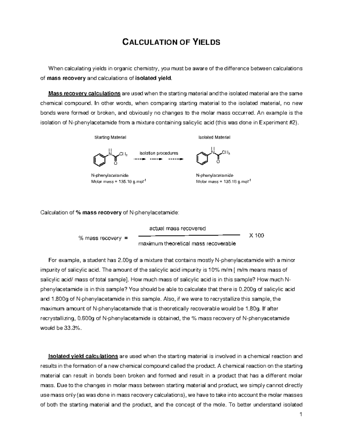 Calculation of yields-1 - CALCULATION OF YIELDS When calculating yields ...