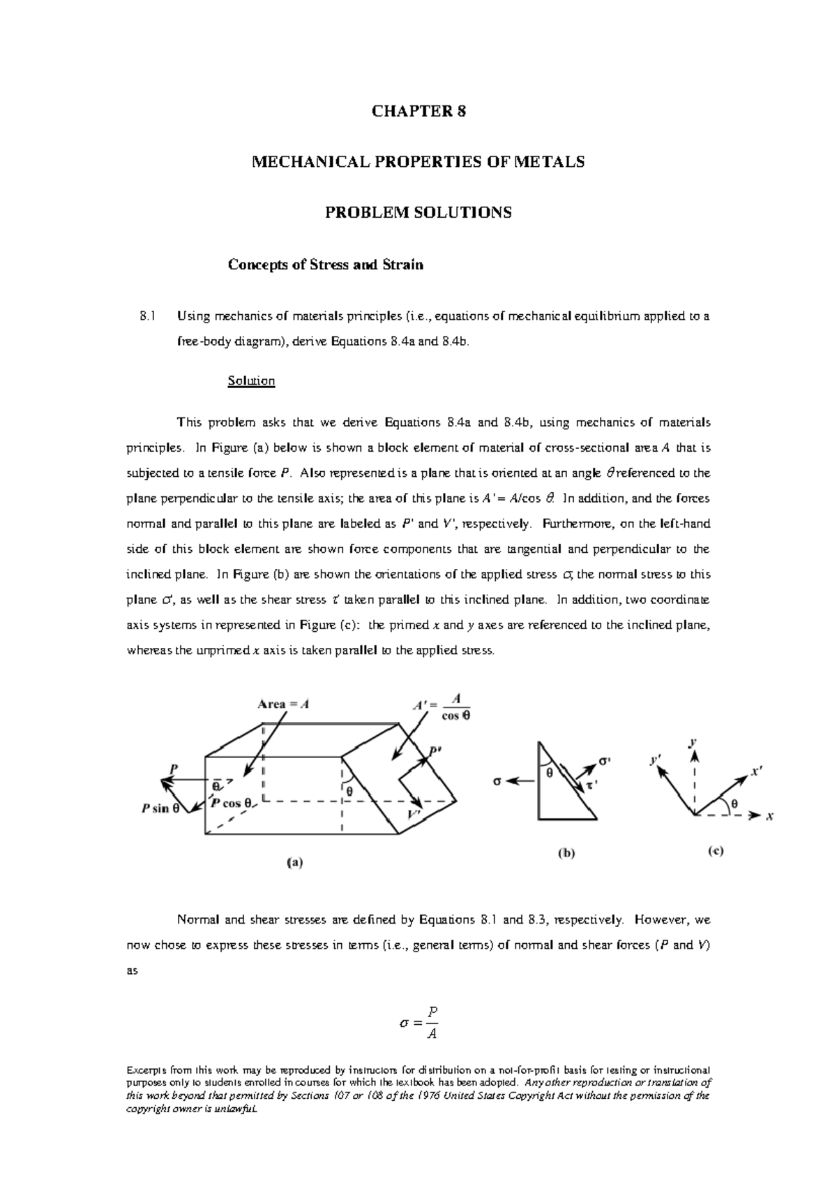 Ch08 - Problem solution - Excerpts from this work may be reproduced by ...