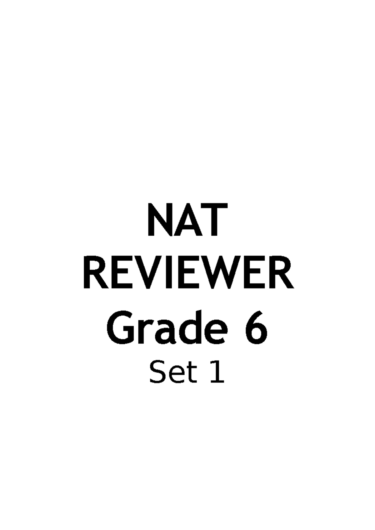 NAT Reviewer for Grade 6: Set 1 Filipino and Math Exercises - Studocu