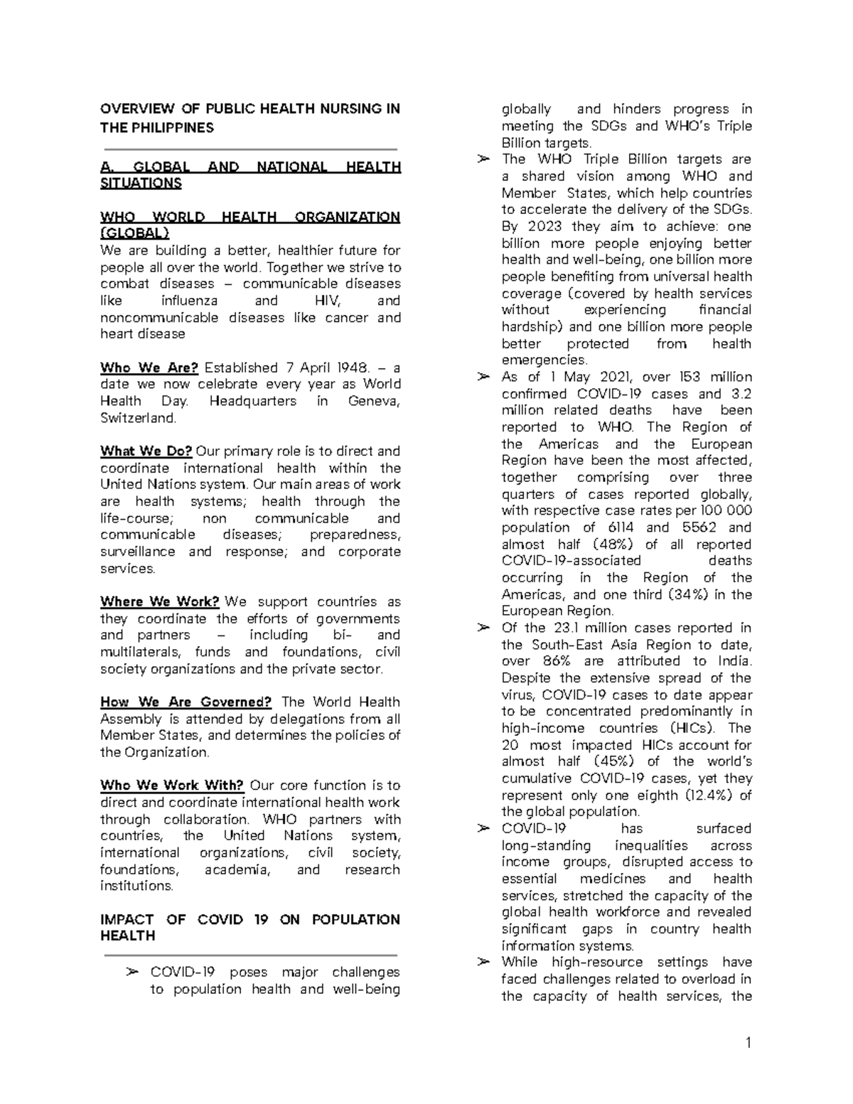 CHN211 - Public Health Nursing Overview - Midterm Exam Study Guide ...