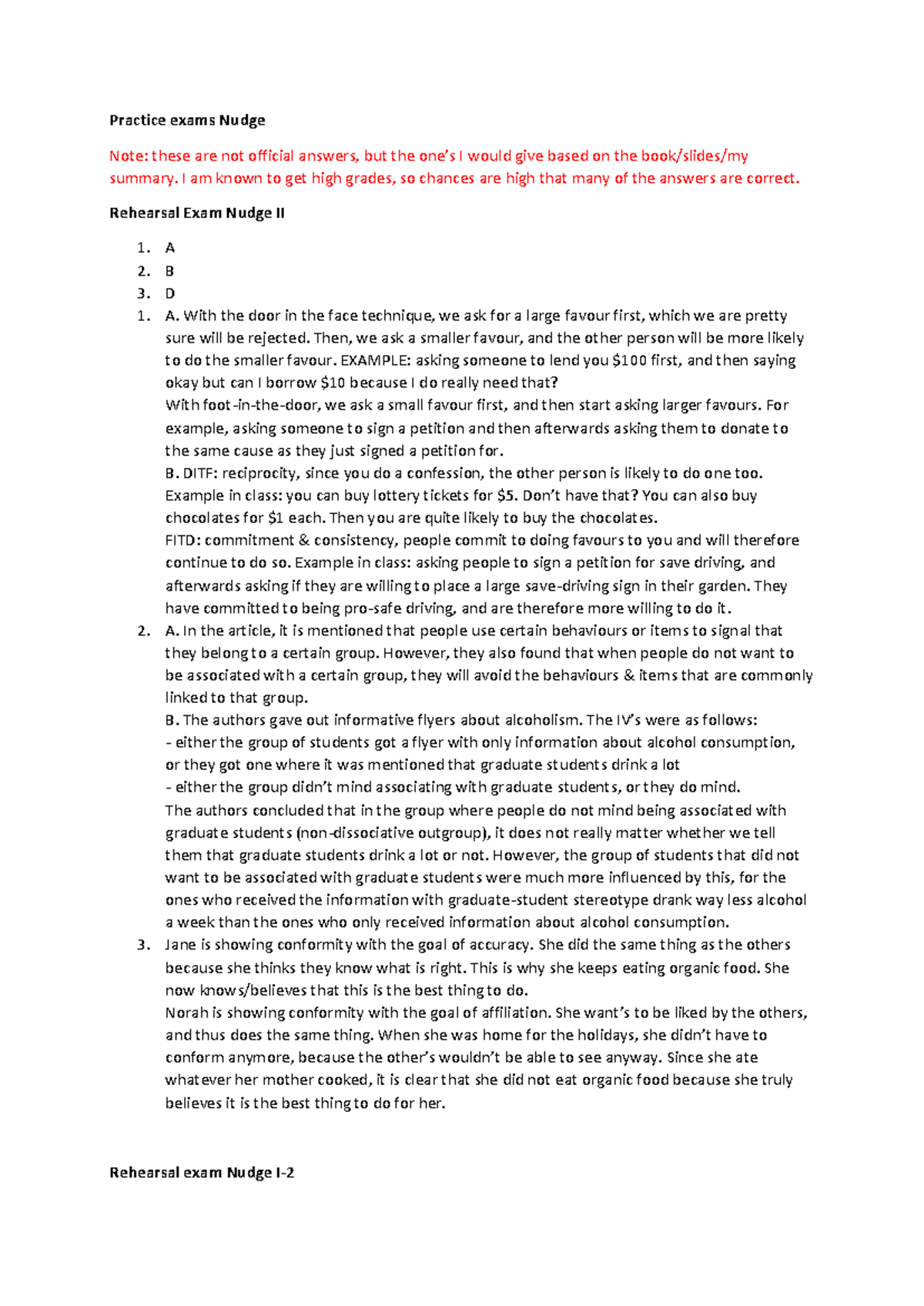 Rehearsal Exam Nudge II for Psychology 101: Practice Exam Insights ...