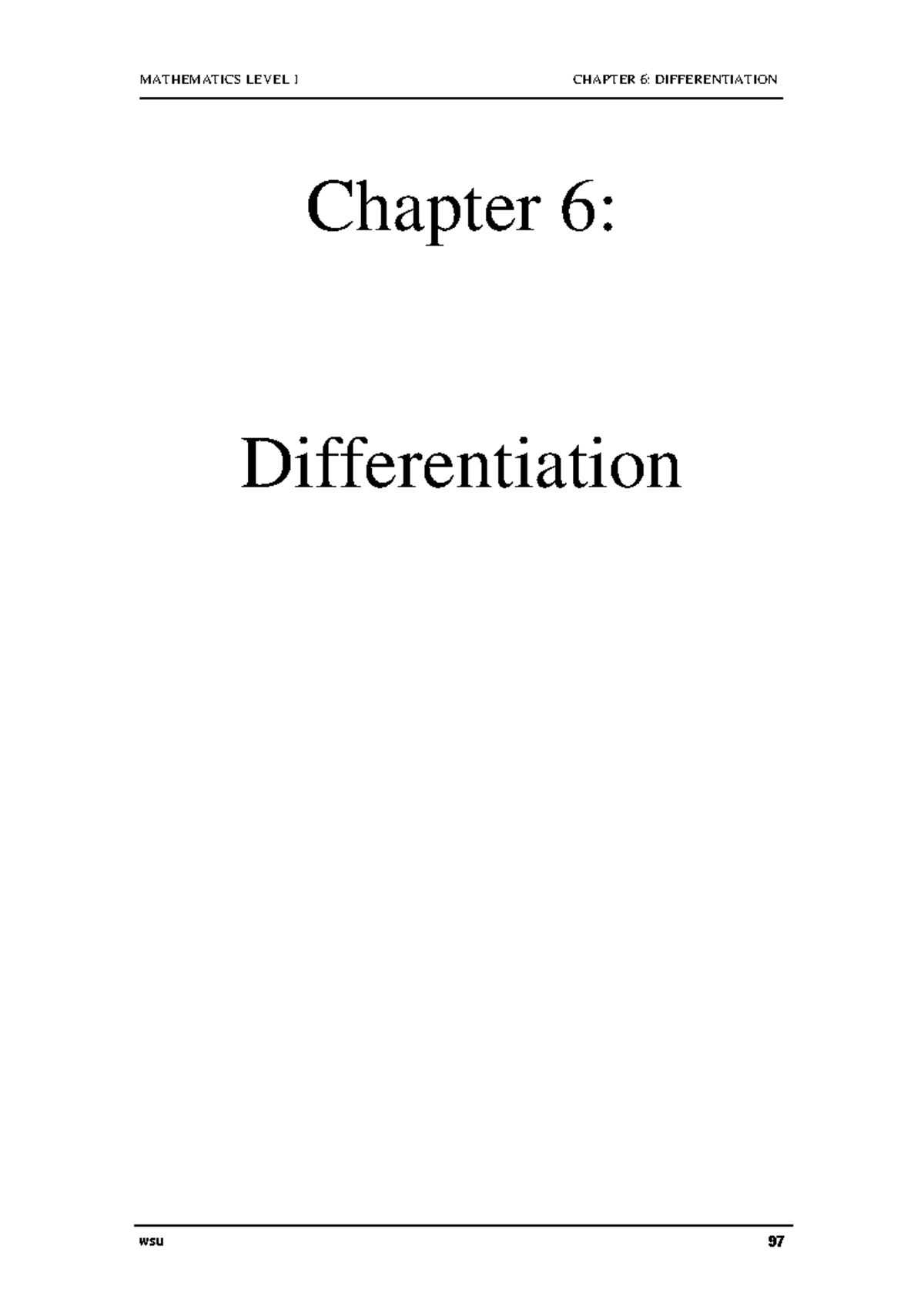 MATHEMATICS LEVEL 1: CHAPTER 6 - DIFFERENTIATION NOTES - Studocu