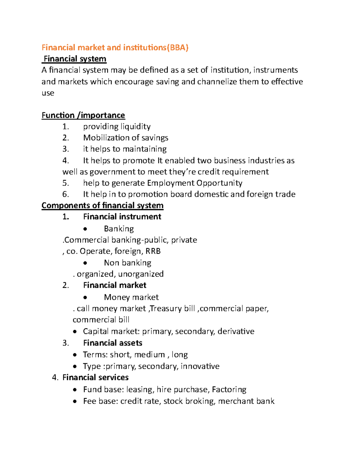 FMI-1 - Comprehensive Summary Notes on Financial Markets & Institutions ...