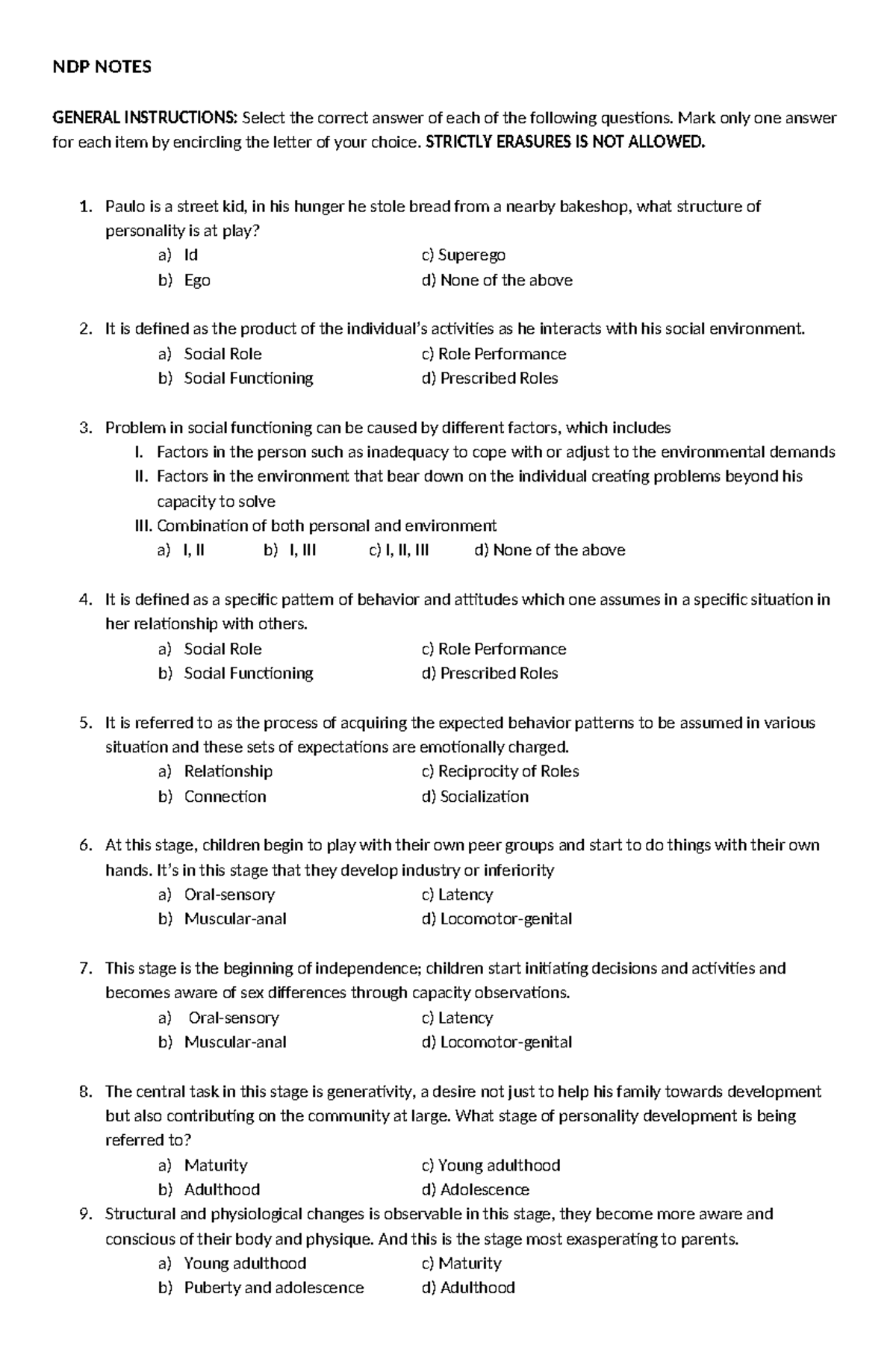 HBSE NDP NOTES with Answer Key - Comprehensive Quiz Review - Studocu
