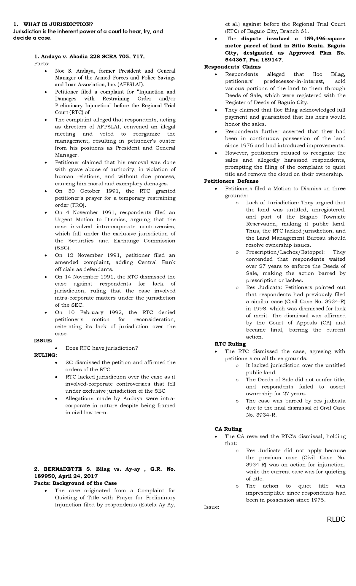 Civ Pro 1 - Jurisdiction Cases and Rulings: Key Insights and Analysis ...