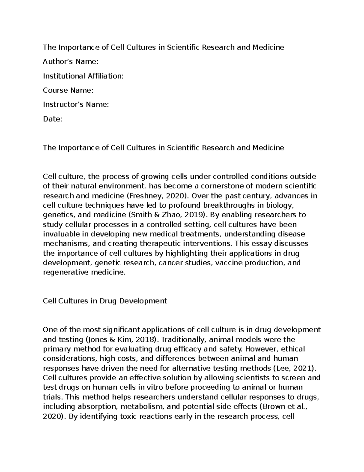 Importance of Cell Cultures in Scientific Research and Medicine - Over ...