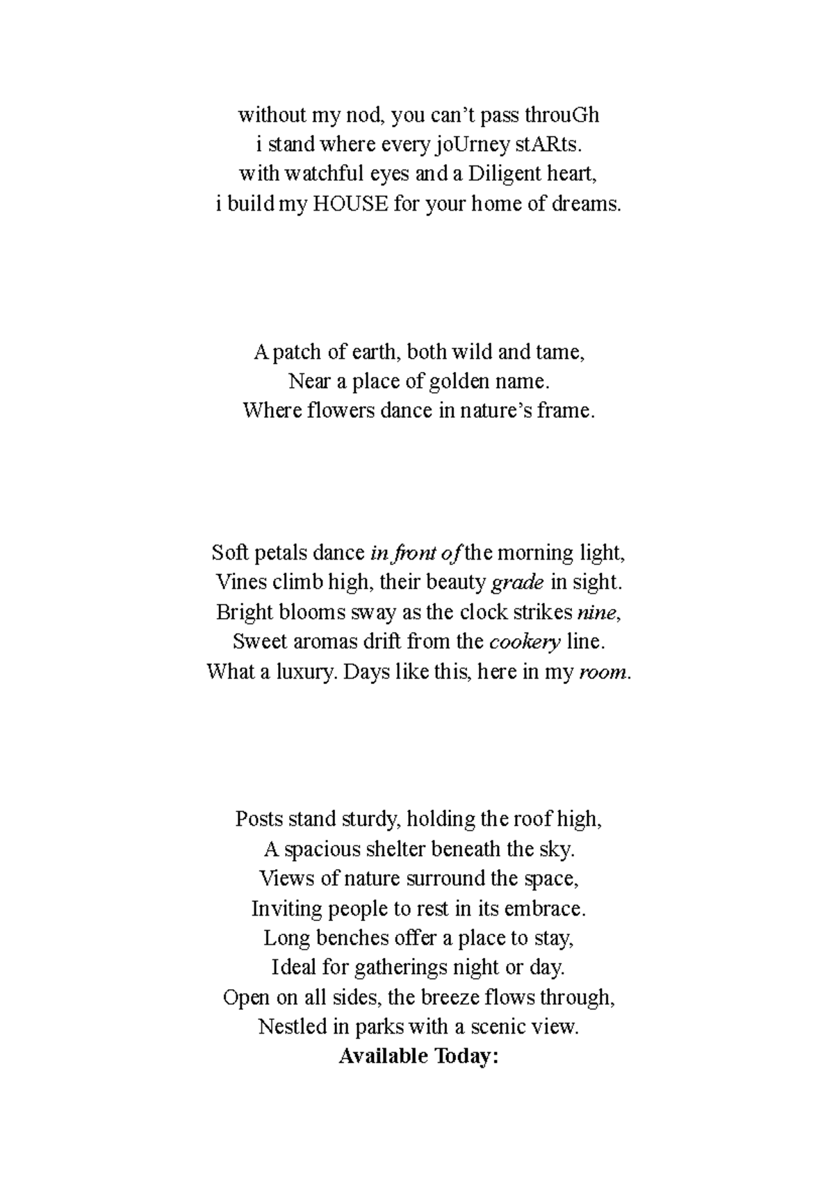For print xx - Additional Ideas for English Day - without my nod, you ...