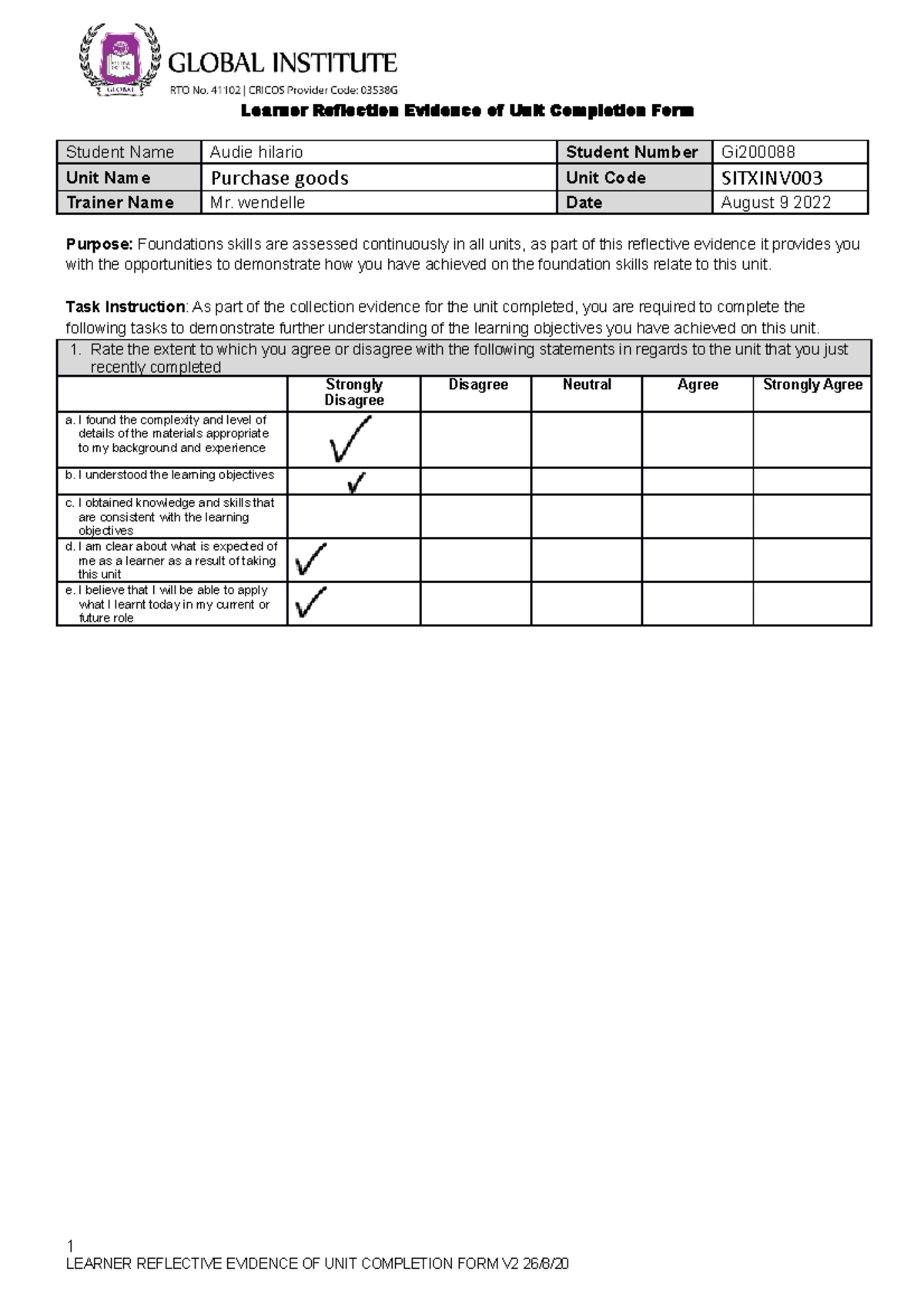 3. Learner Reflection Evidence Form V2.1-4 purchased goods - Learner ...