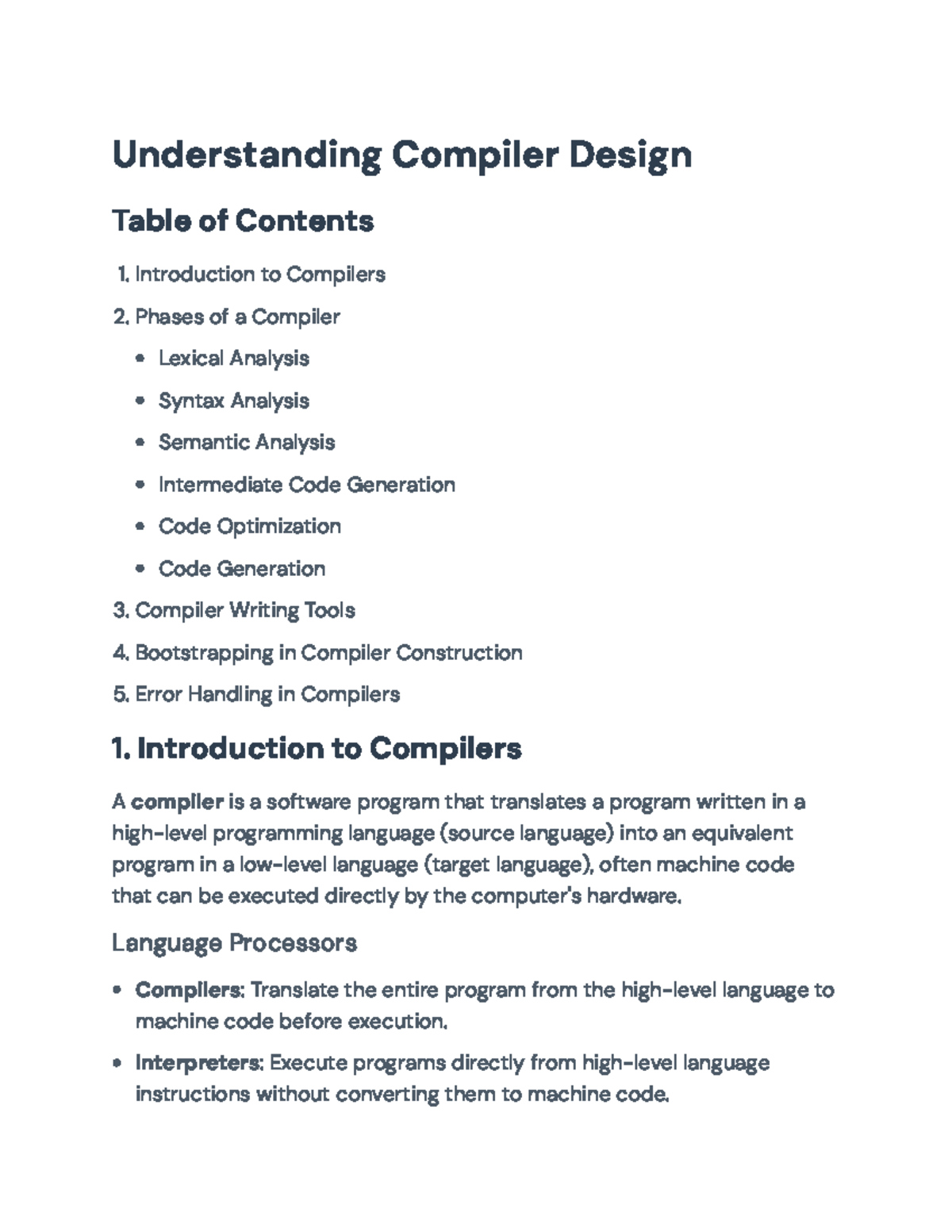 Compiler Design Overview: Phases, Tools, and Error Handling ...