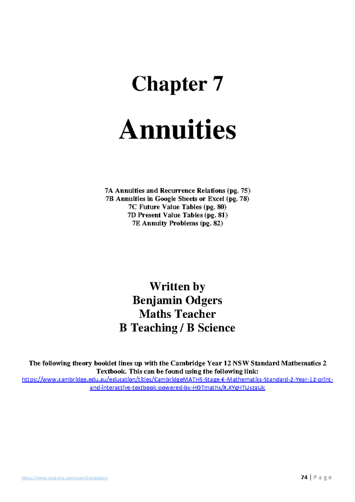 Annuities Notes – Chapter 7 Overview for B Teaching/B Science - Studocu