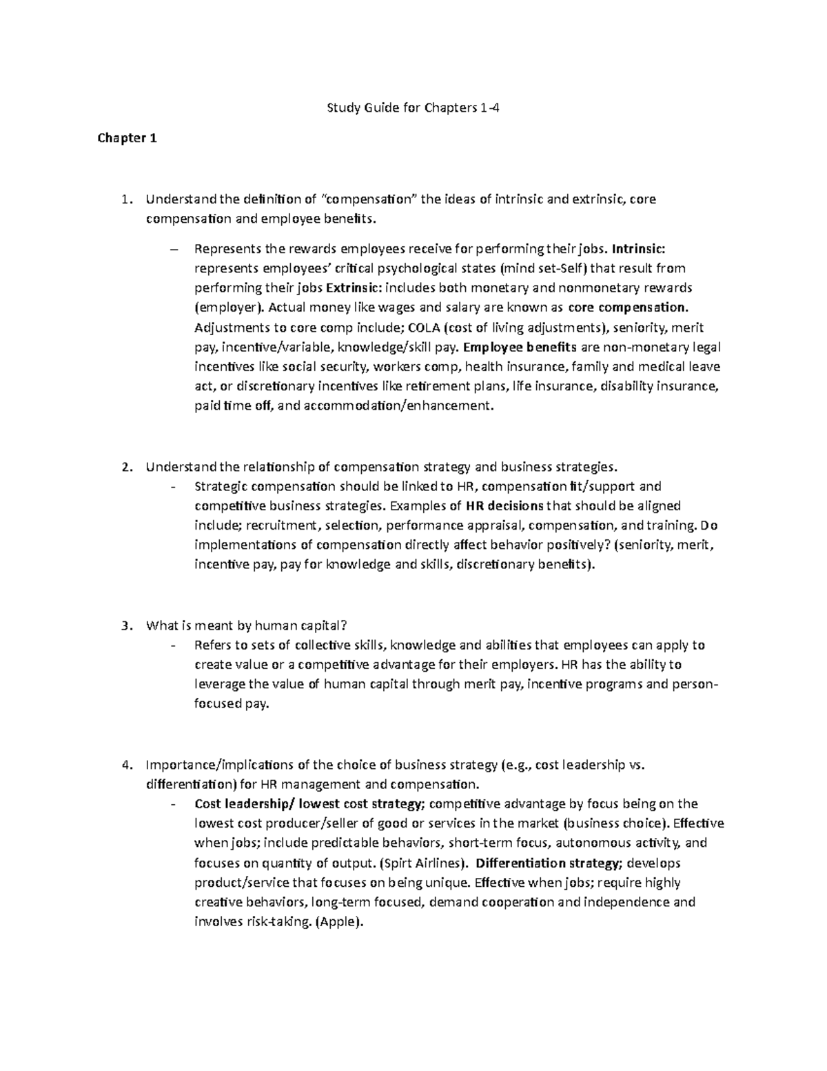 Study Guide for Exam 1 - Study Guide for Chapters Chapter 1 1 ...