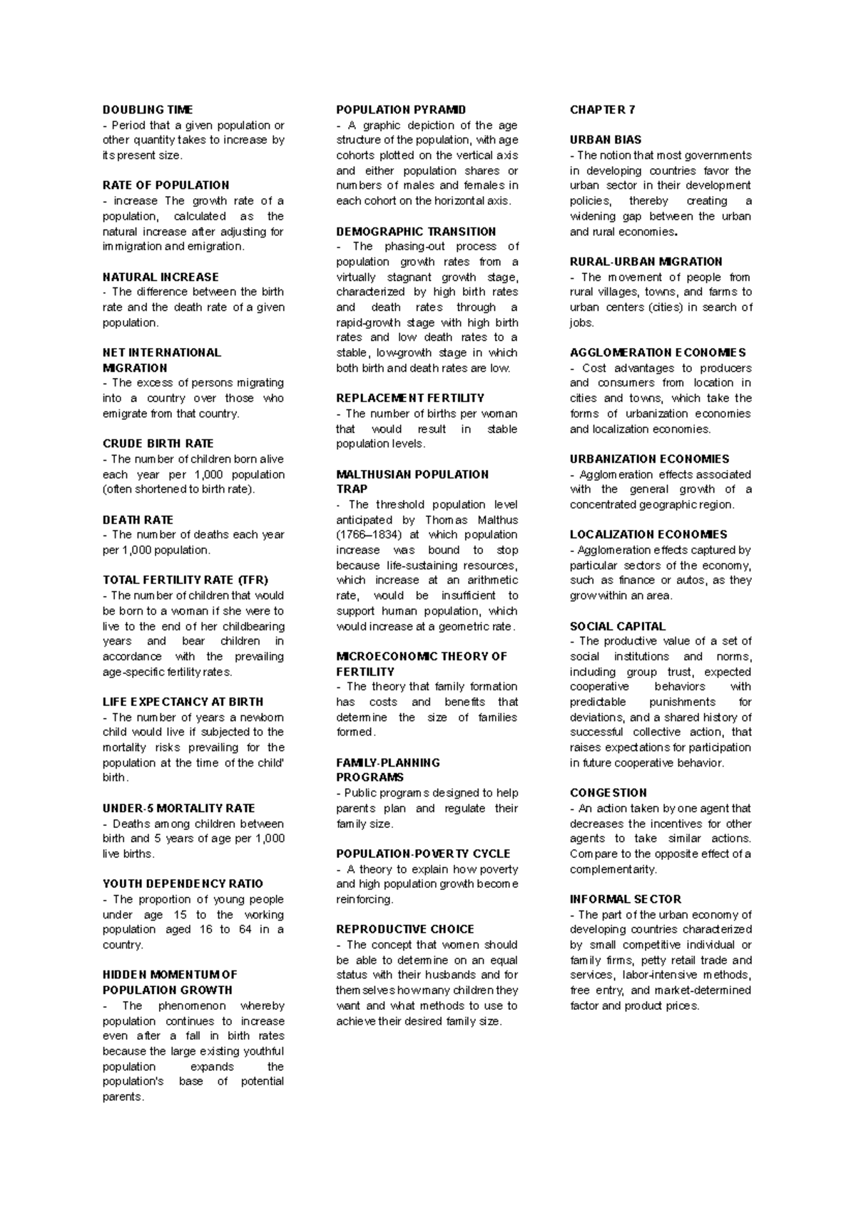 Maseco Reviewer: Key Concepts in Population and Urban Economics - Studocu