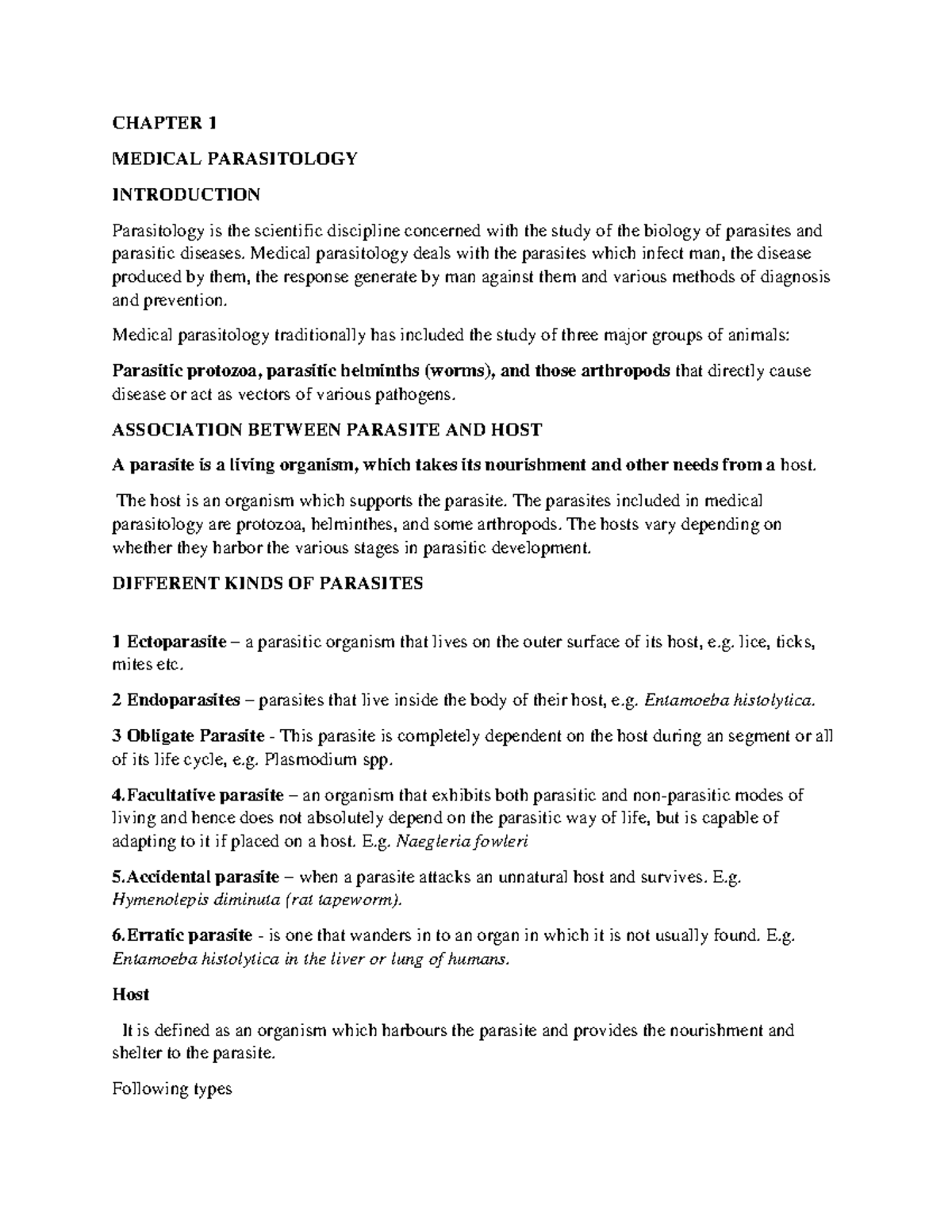 CHAPTER 1: INTRODUCTION TO MEDICAL PARASITOLOGY - Studocu