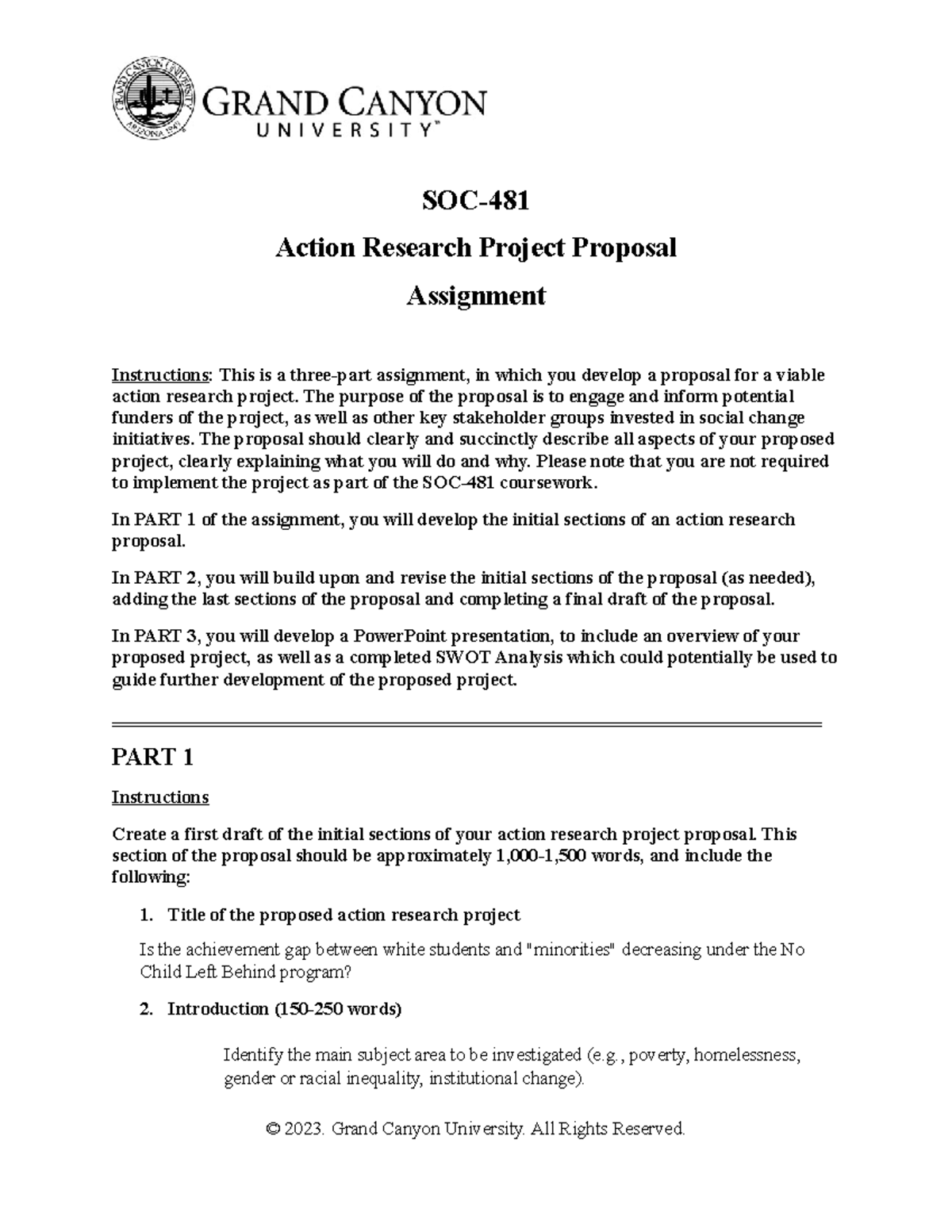 SOC-481 - Action Research Proposal: Addressing Racial Inequality in ...