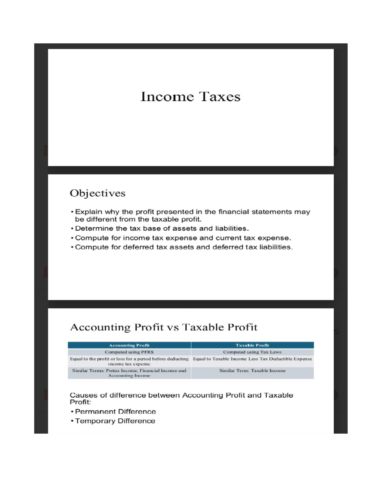 Income Taxes: Accounting Profit vs Taxable Profit Analysis - Studocu