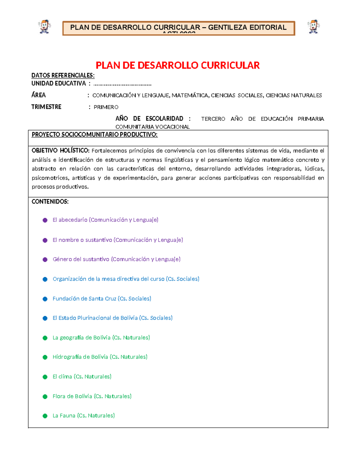 3RO - Primaria PDC 2024: Plan de Desarrollo Curricular Acti - Studocu