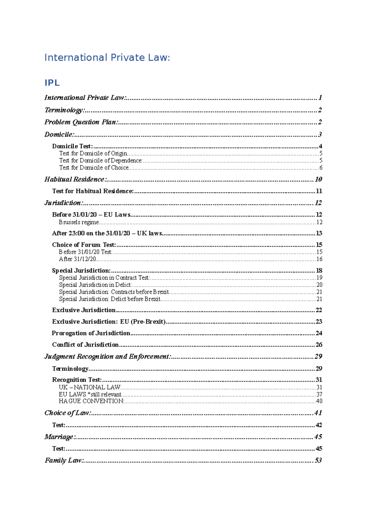 IPL International Private Law Exam Prep Study Guide - Studocu