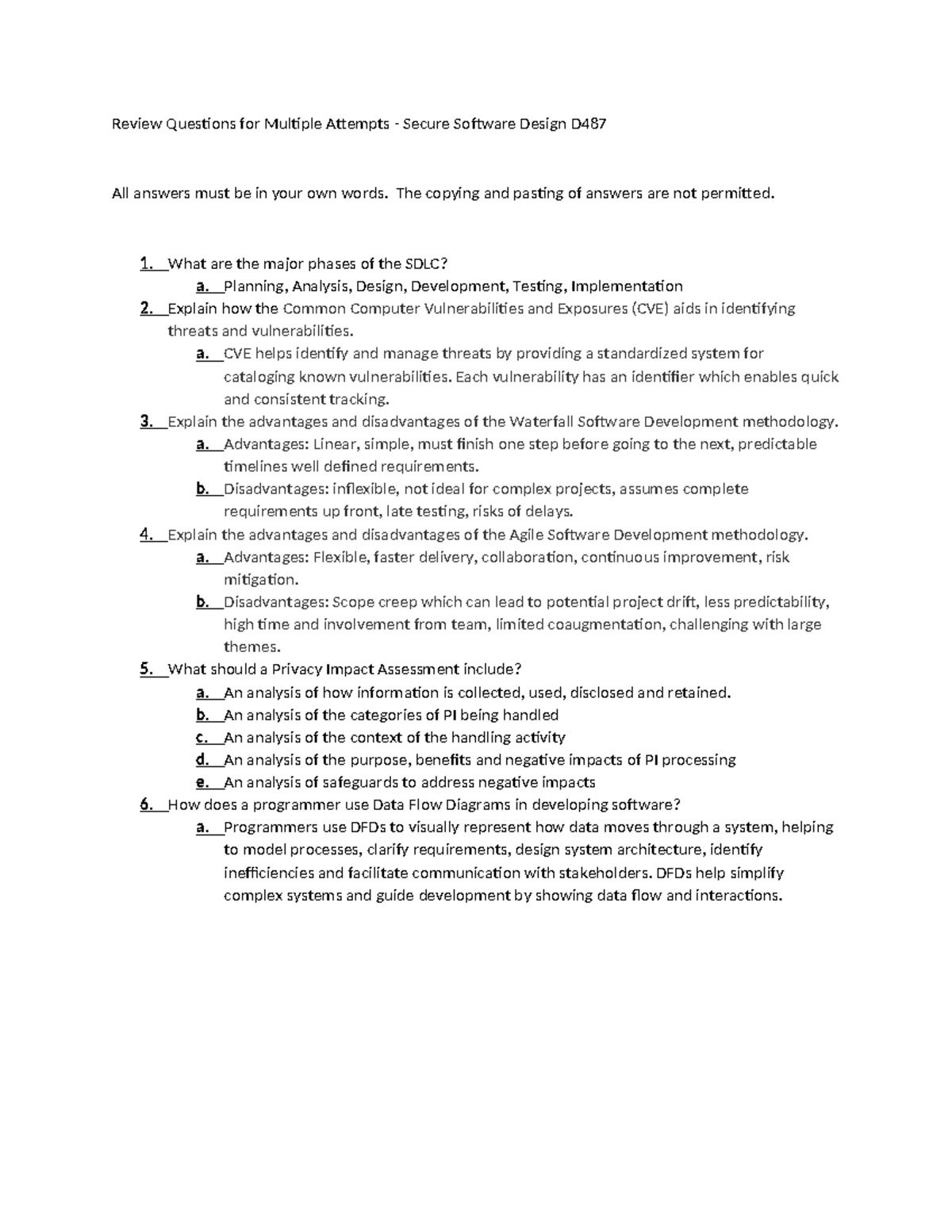 D487 Review Questions on Secure Software Design Concepts - Studocu
