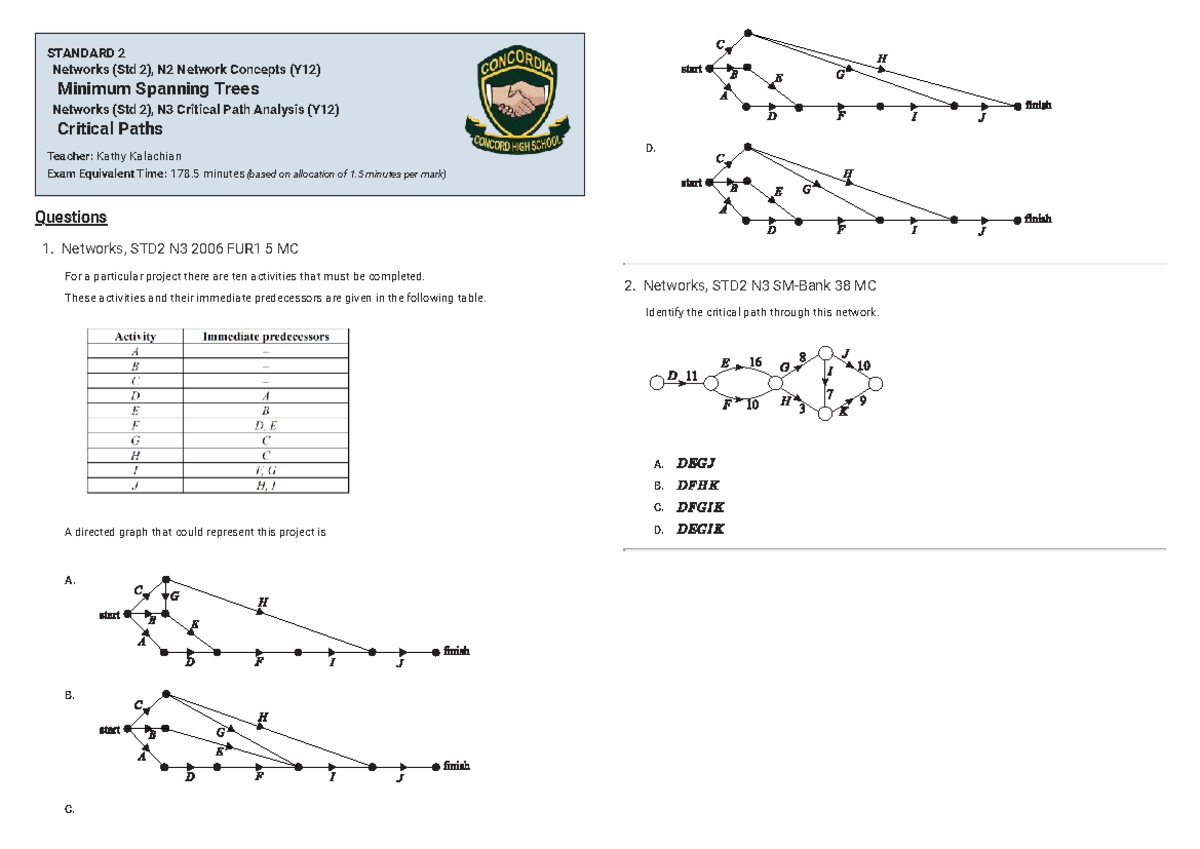 Networks Review 2 with Solutions (Std 2, N3) - Studocu